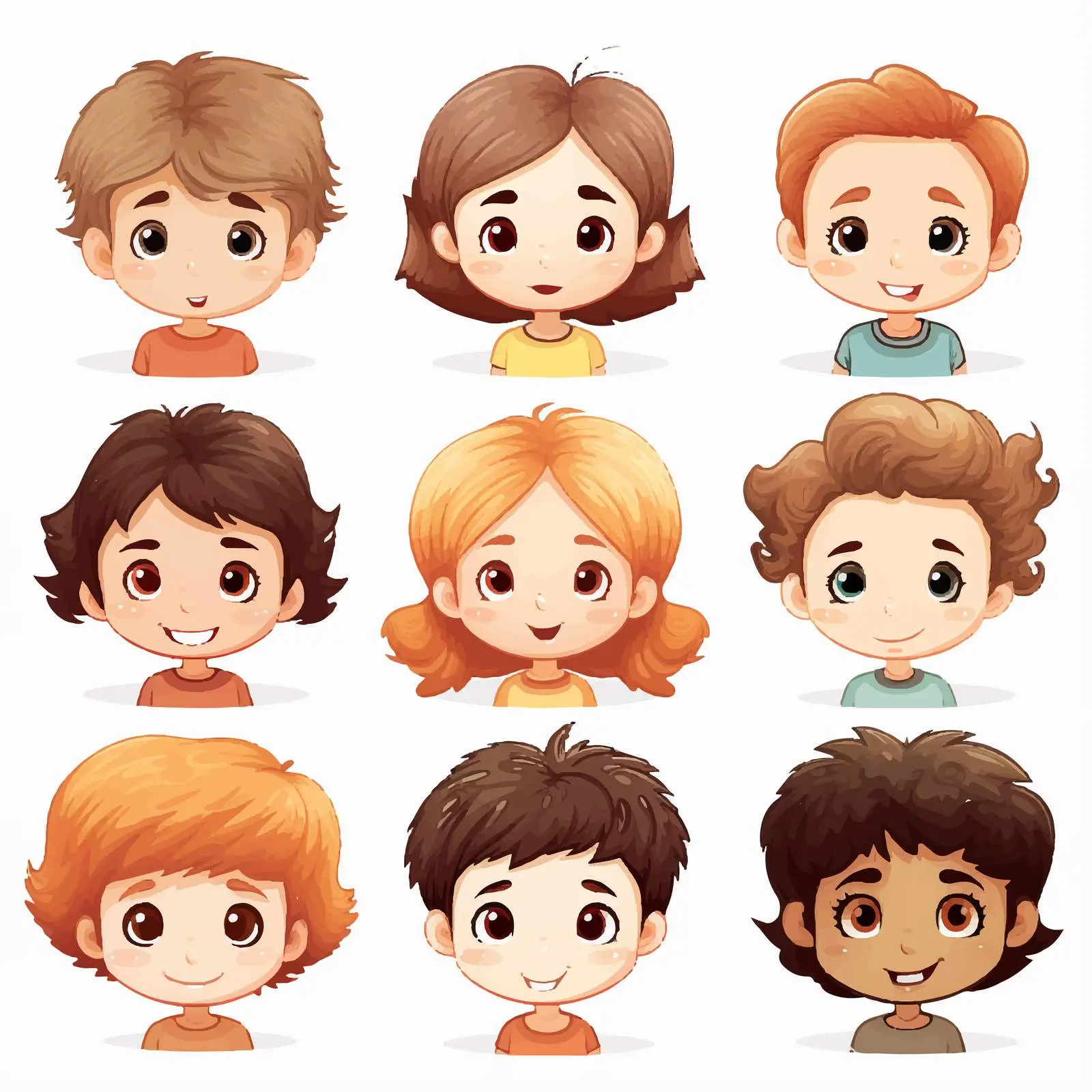 Colorful Kids Faces Illustration on White Background — free download from Dotvec