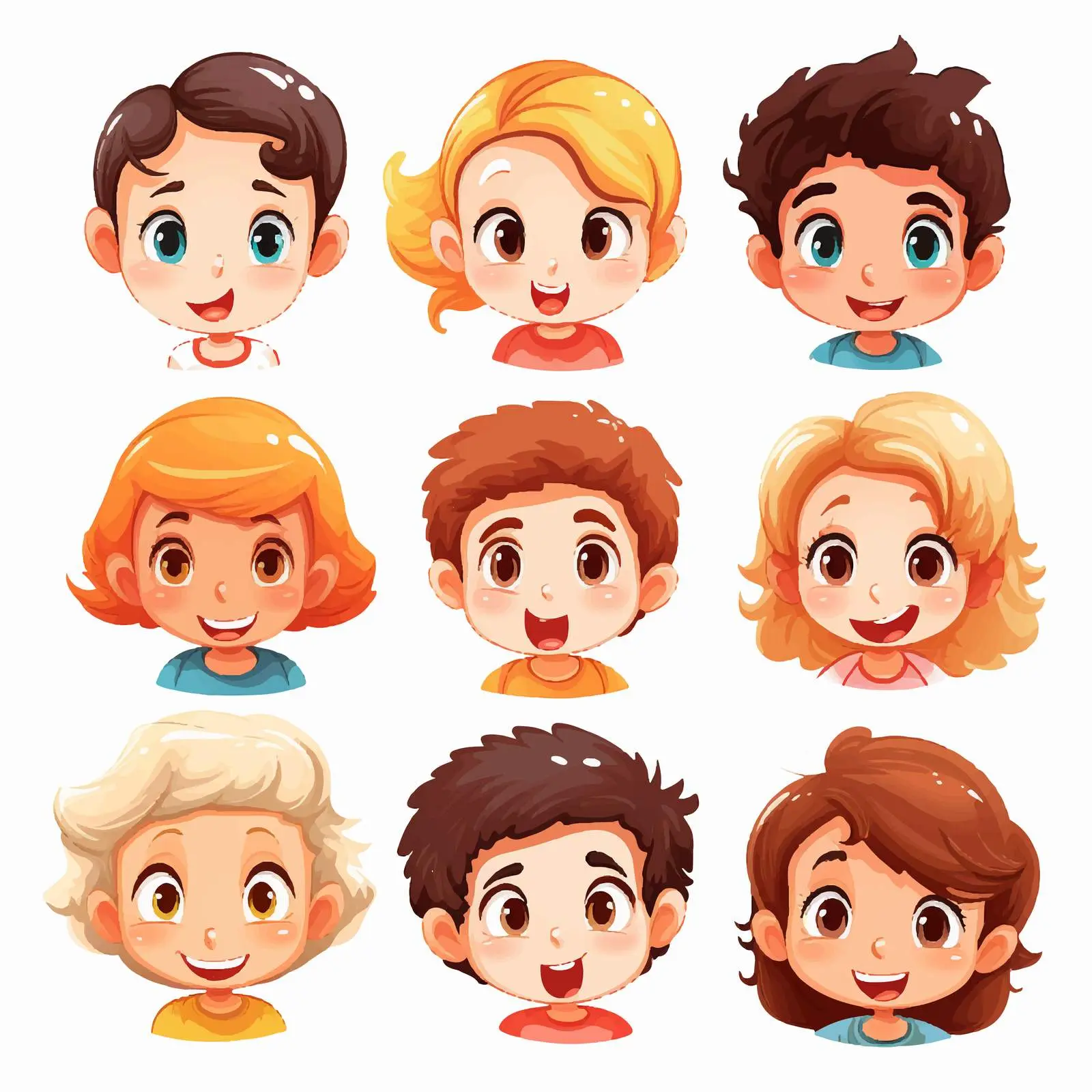 Colorful Kids Faces Vector Illustration — free download from Dotvec
