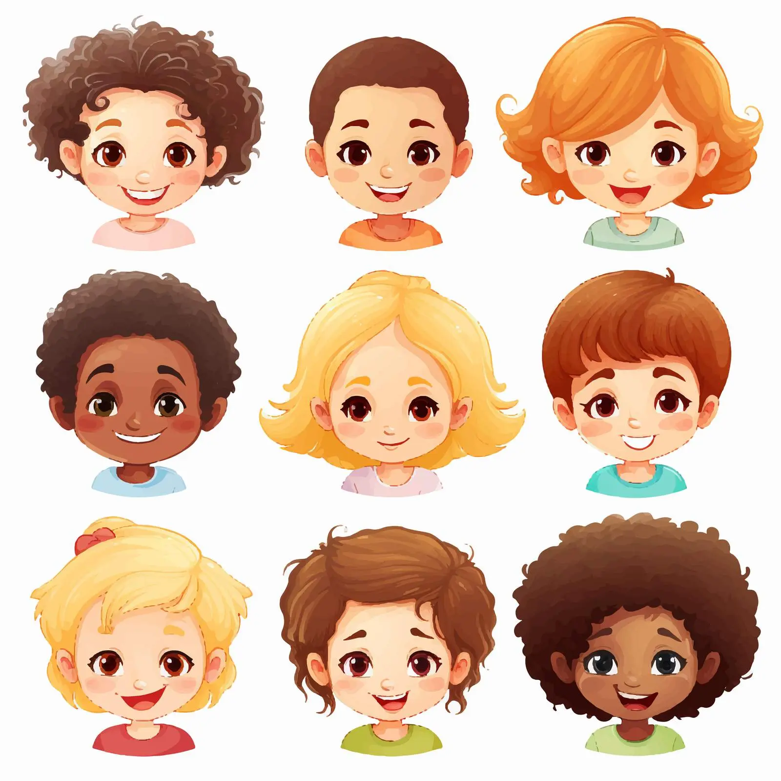 Colorful Kids Faces Illustration on White Background — free download from Dotvec