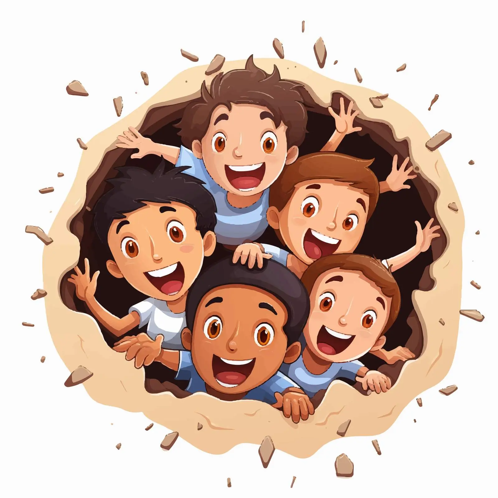 Kids Playing in a Hole Illustration — free download from Dotvec