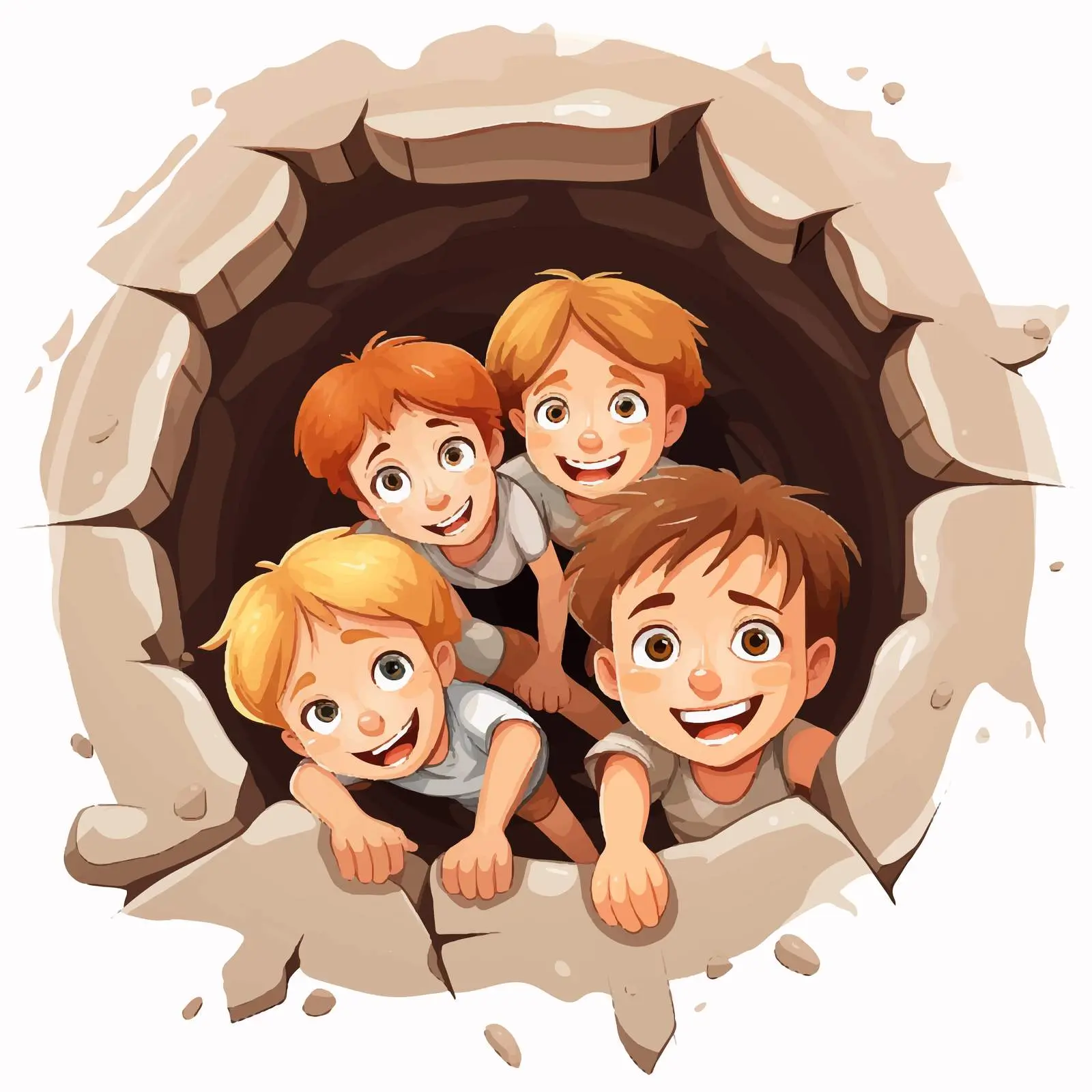 Kids Playing in a Hole Illustration — free download from Dotvec