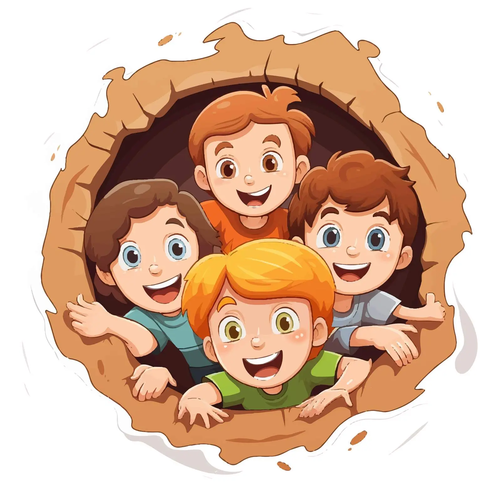 Kids Playing in Hole on White Background — free download from Dotvec