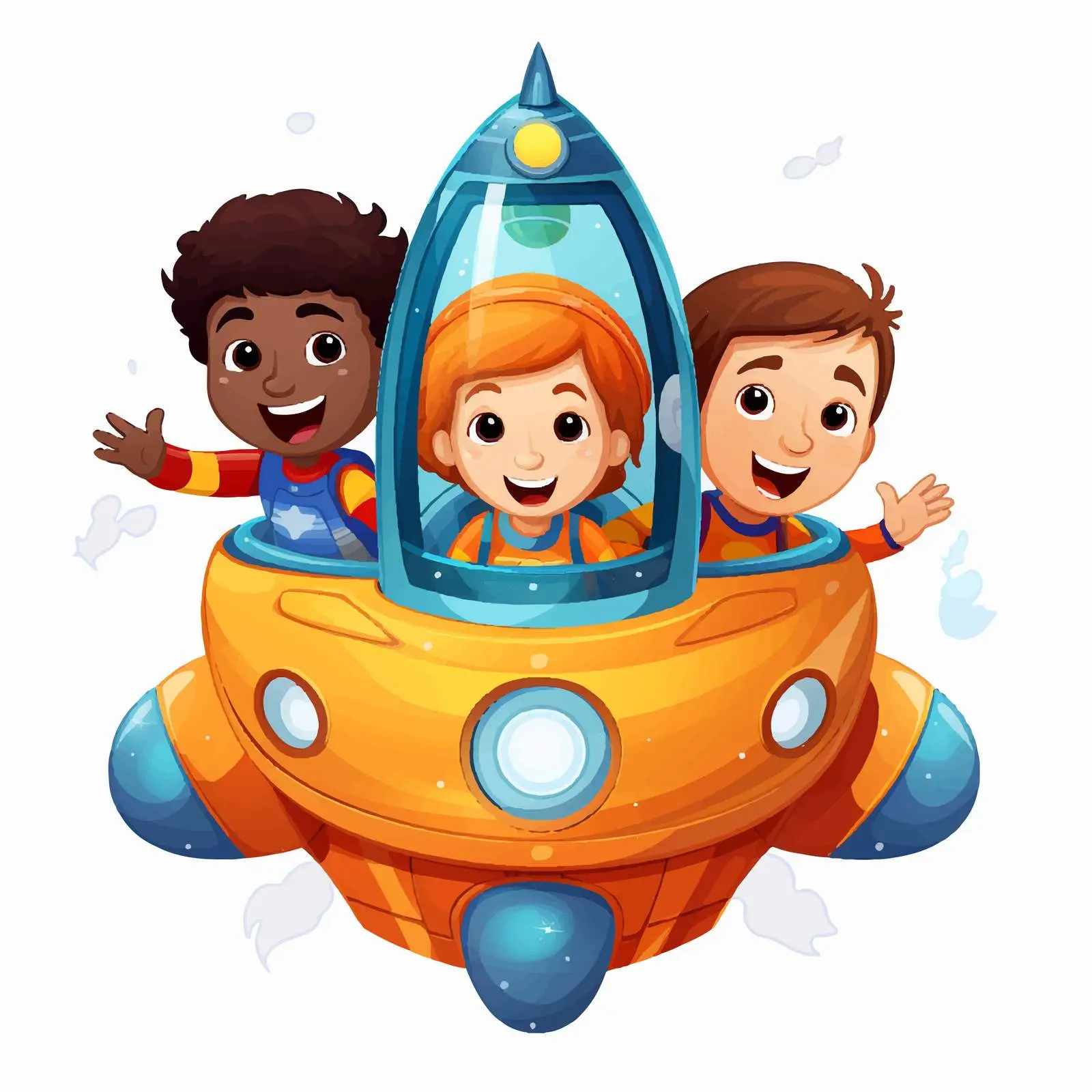 Kids in Spaceship Illustration on White Background — free download from Dotvec