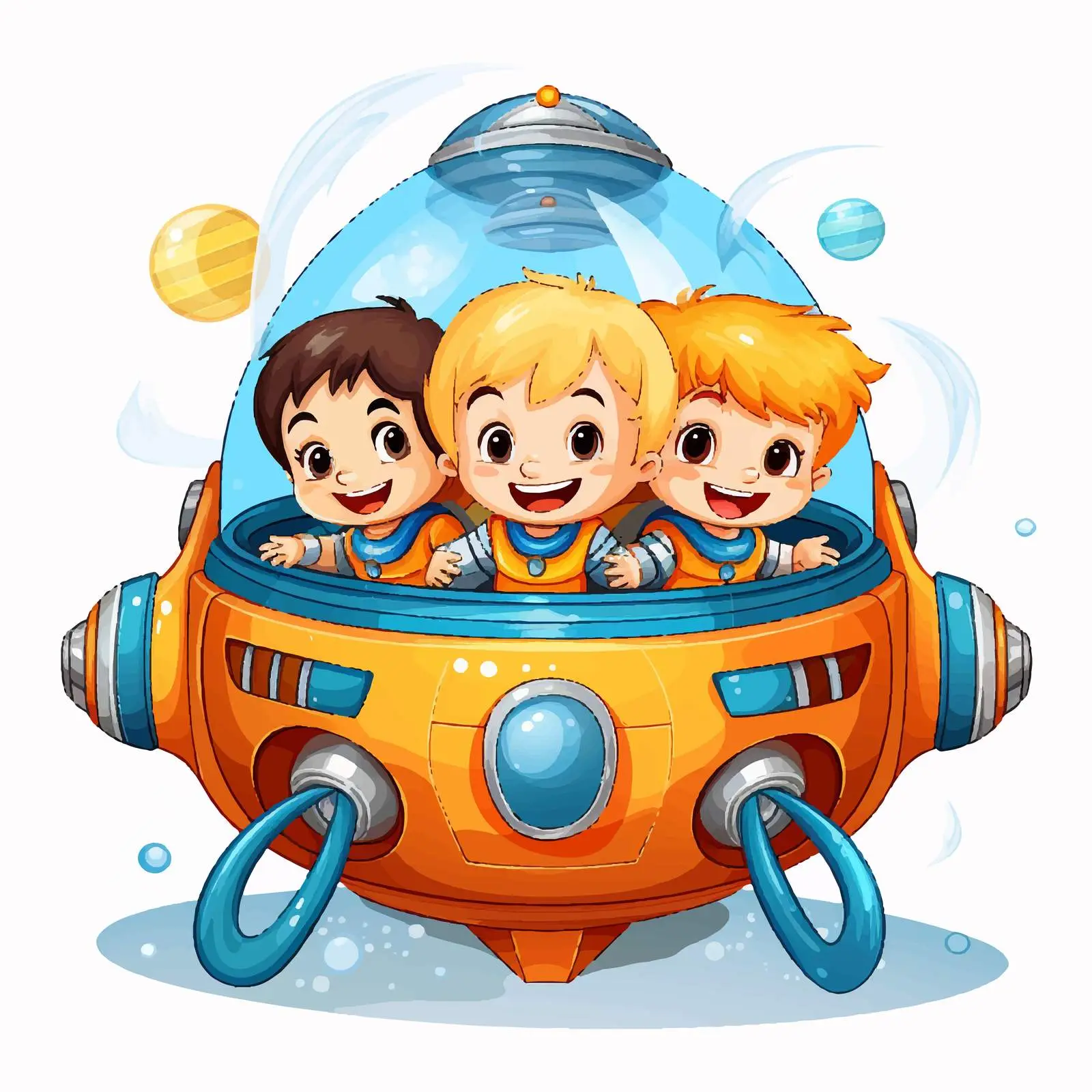 Kids in Spaceship Vector Illustration — free download from Dotvec