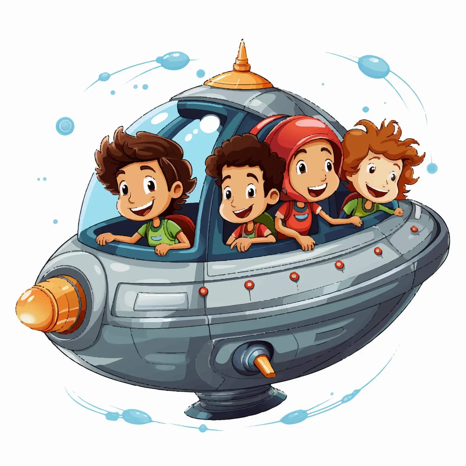 Kids Enjoying Space Adventure in a Spaceship — free download from Dotvec