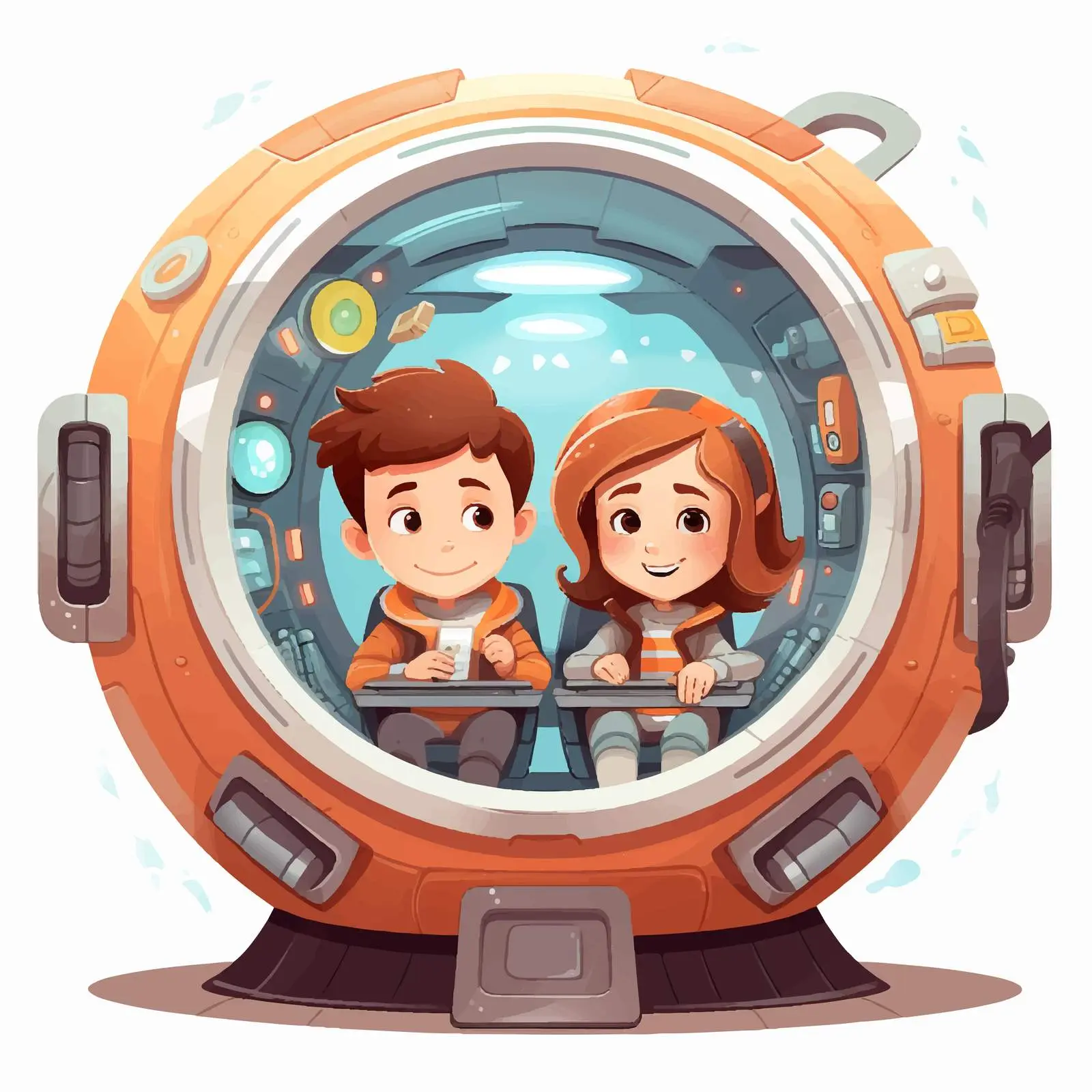 Kids in Spaceship Vector Illustration — free download from Dotvec