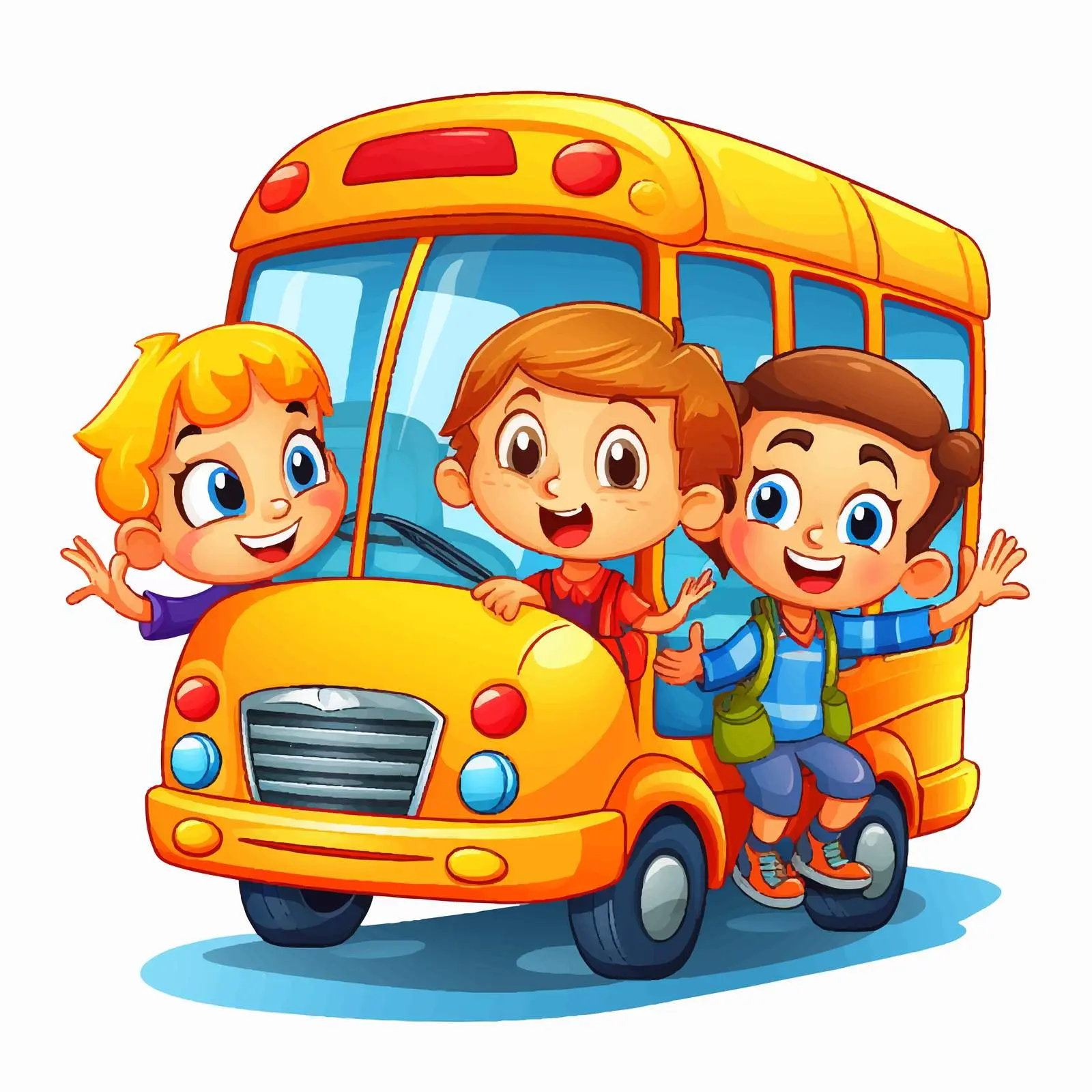Kids on a School Bus Cartoon Illustration — free download from Dotvec