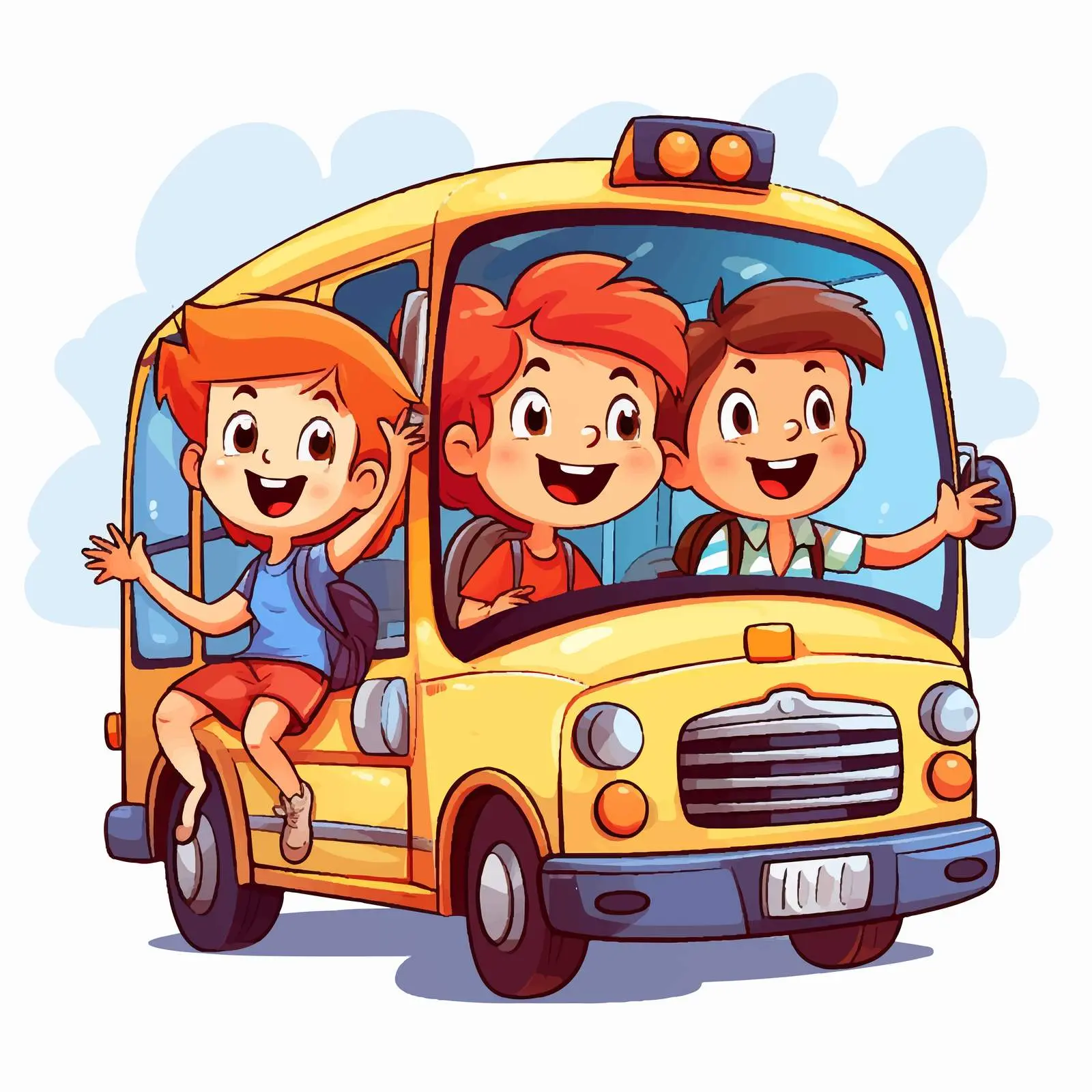 Kids Riding on a Bus Cartoon Vector Illustration — free download from Dotvec