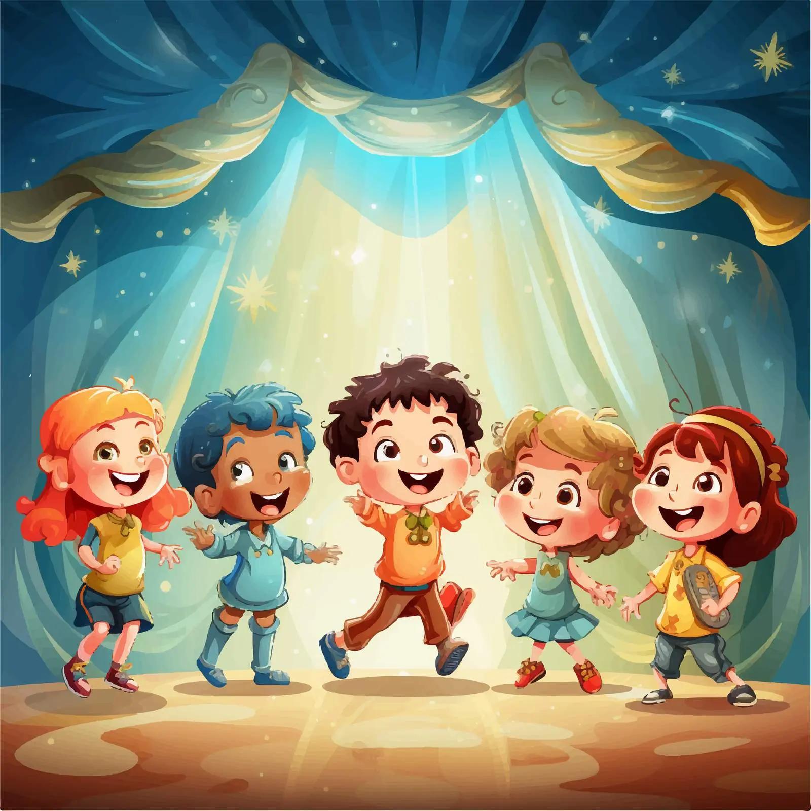 Kids Performing on Stage Illustration — free download from Dotvec