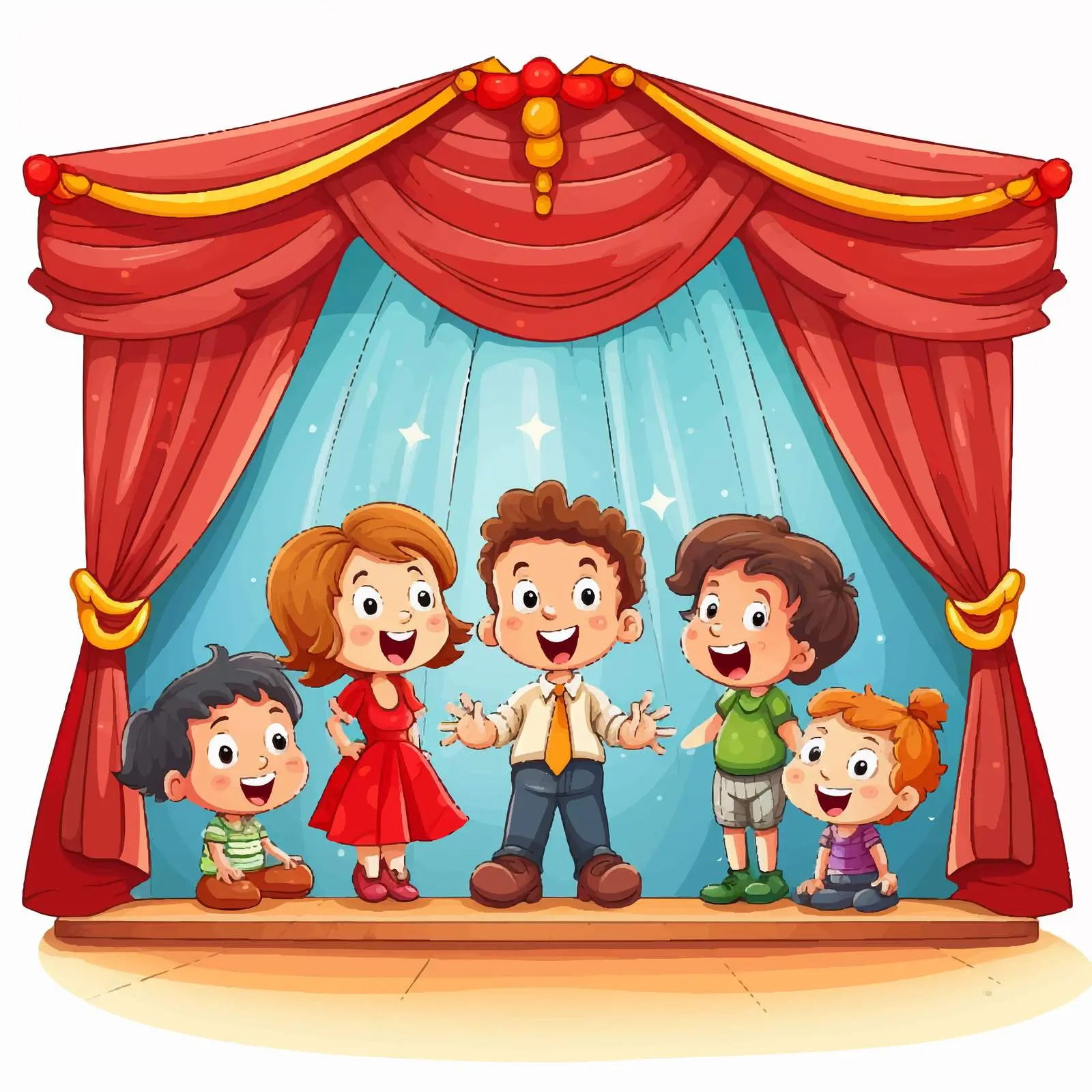 Kids Performing on Stage Illustration — free download from Dotvec