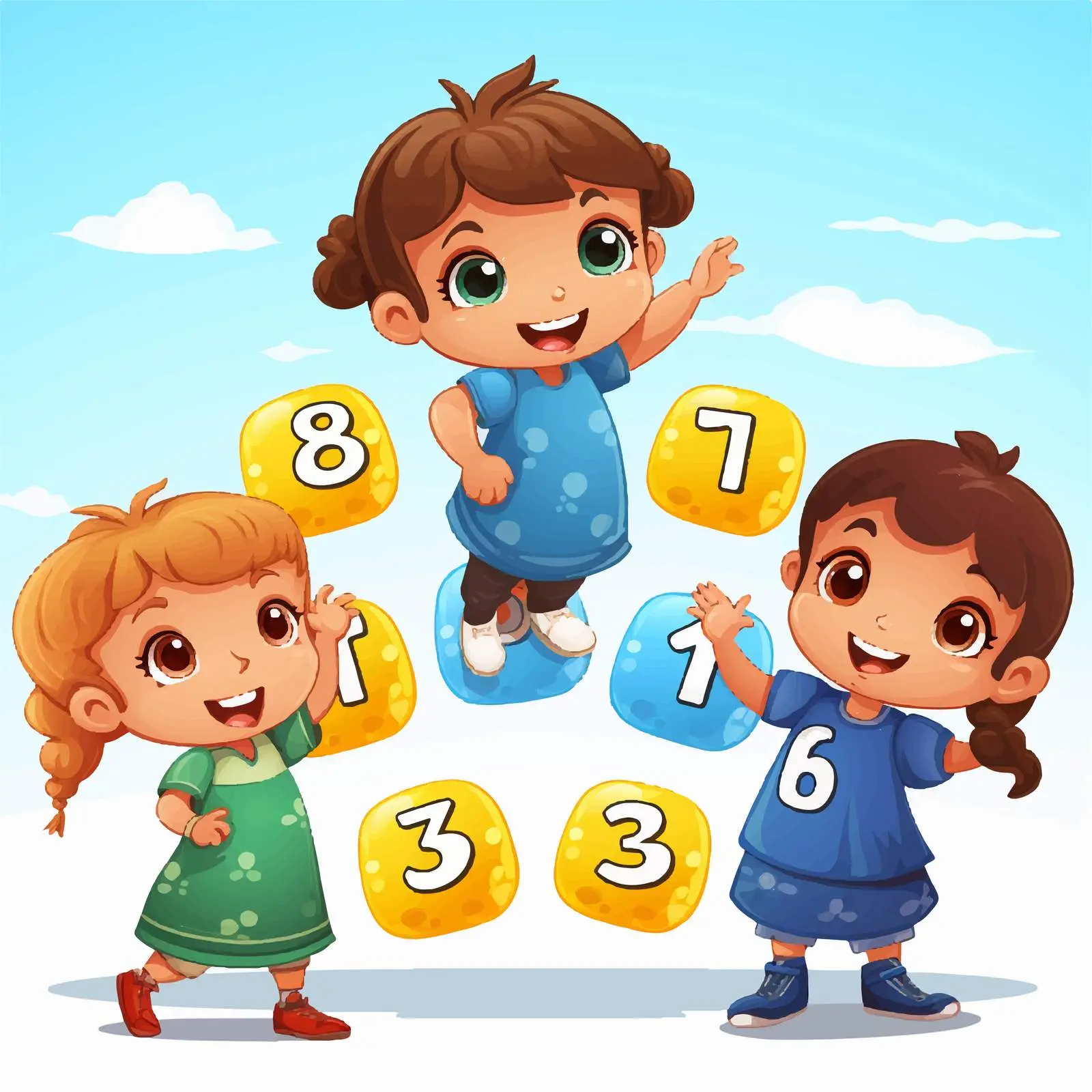 Kids Engaged in Fun Number Game Illustration — free download from Dotvec