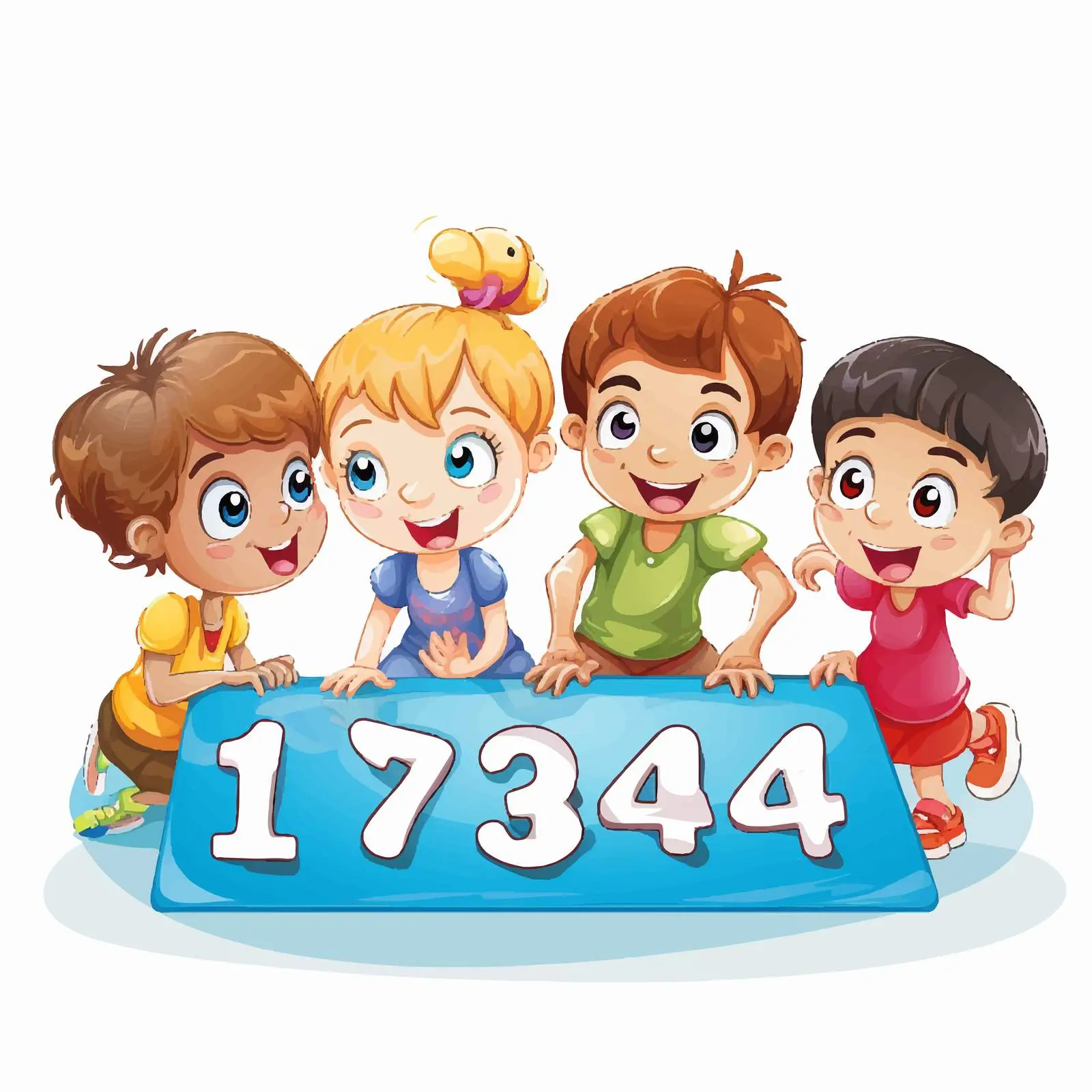 Kids Engaging in Number Game Illustration – free group play image from Dotvec