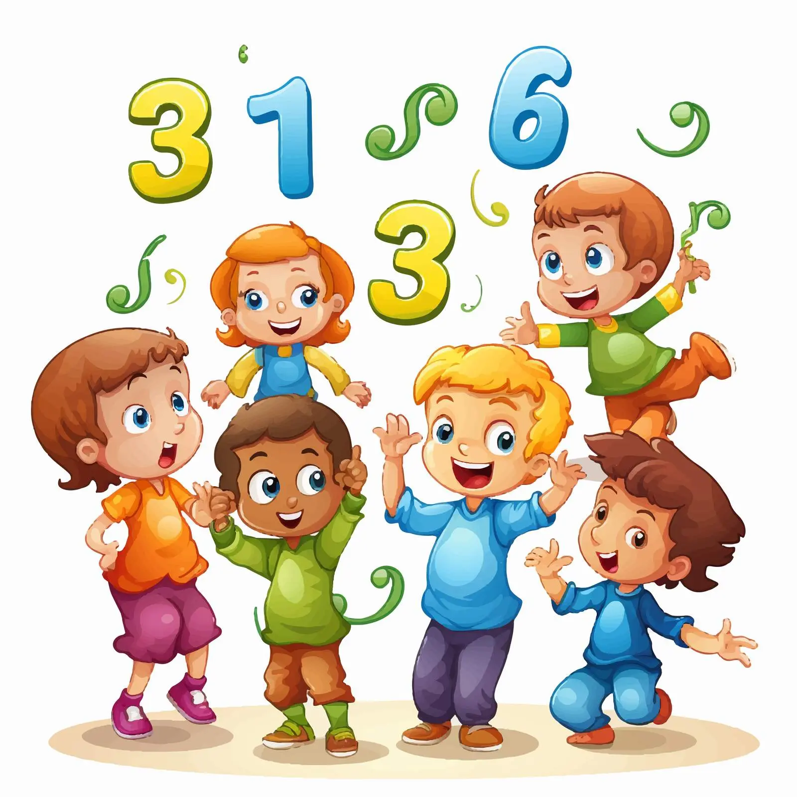 Kids Engaging in Fun Number Game Vector — free download from Dotvec