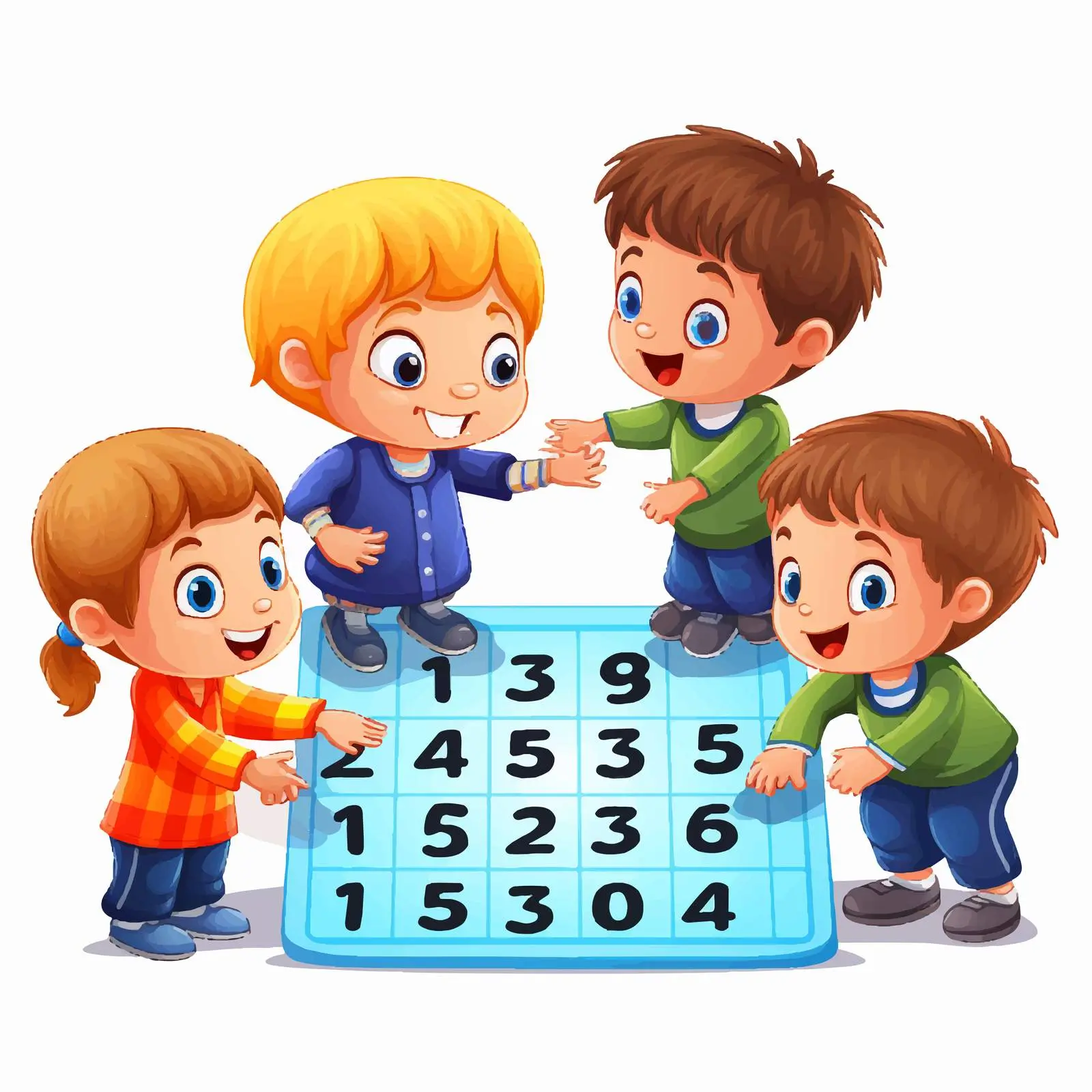 Kids Engaged in Fun Number Game Illustration — free download from Dotvec