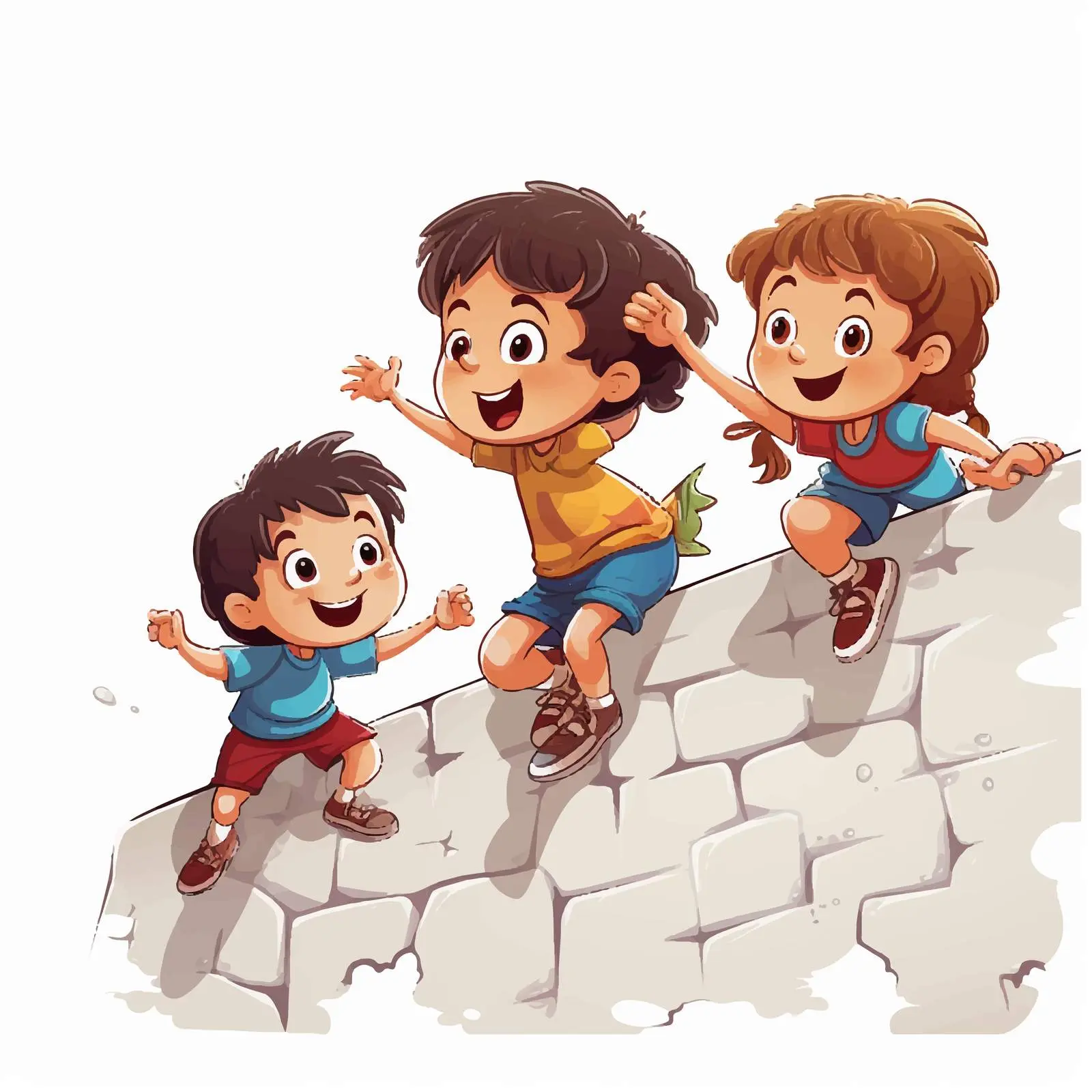 Cartoon Kids Playing on a Wall Vector — free download from Dotvec