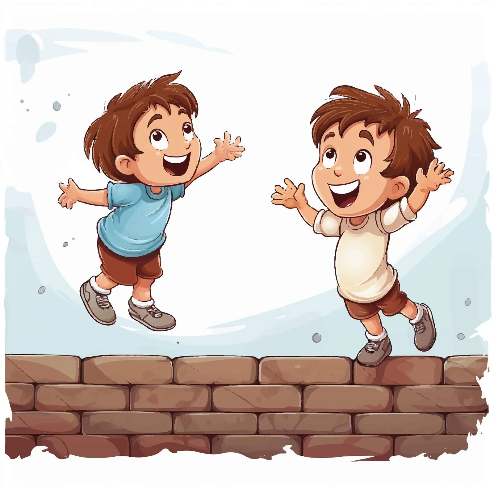 Kids Playing on Wall Cartoon Vector Illustration — free download from Dotvec