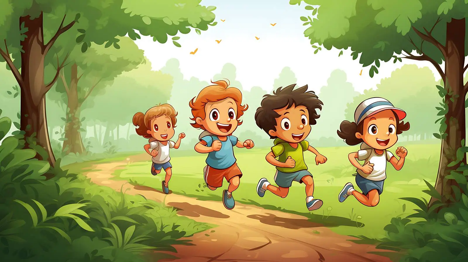 Joyful Kids Running in Nature — free download from Dotvec