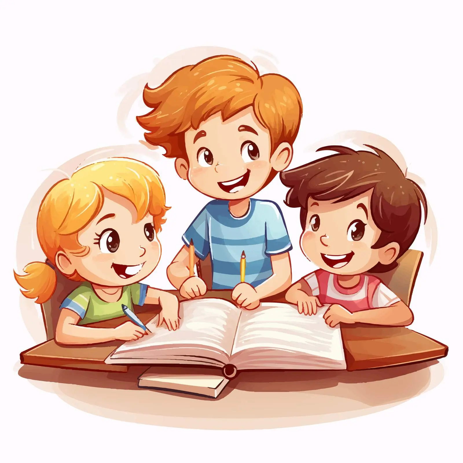Kids Engaged in Study Activity Illustration – free academic growth image from Dotvec