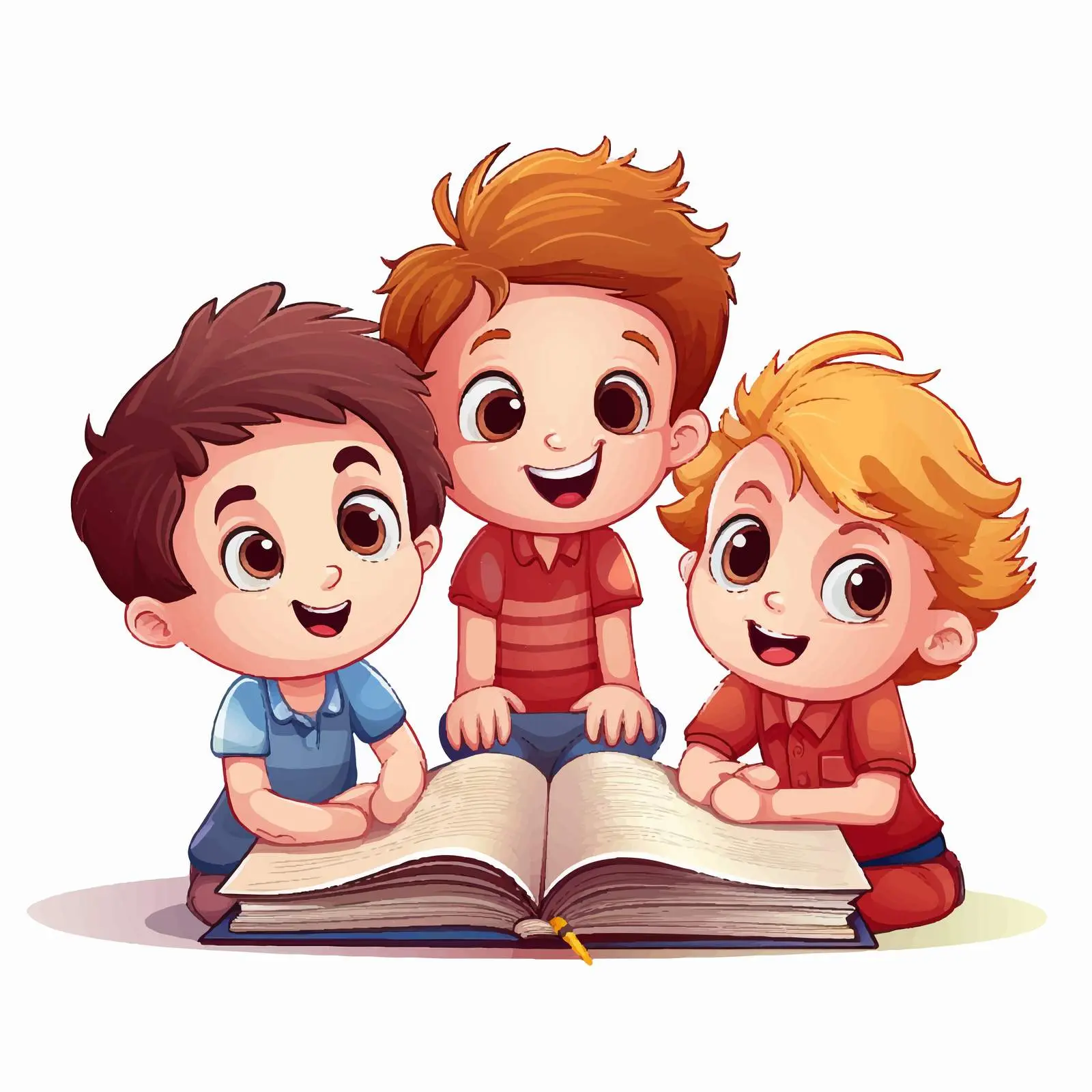 Kids Studying Together on White Background — free download from Dotvec