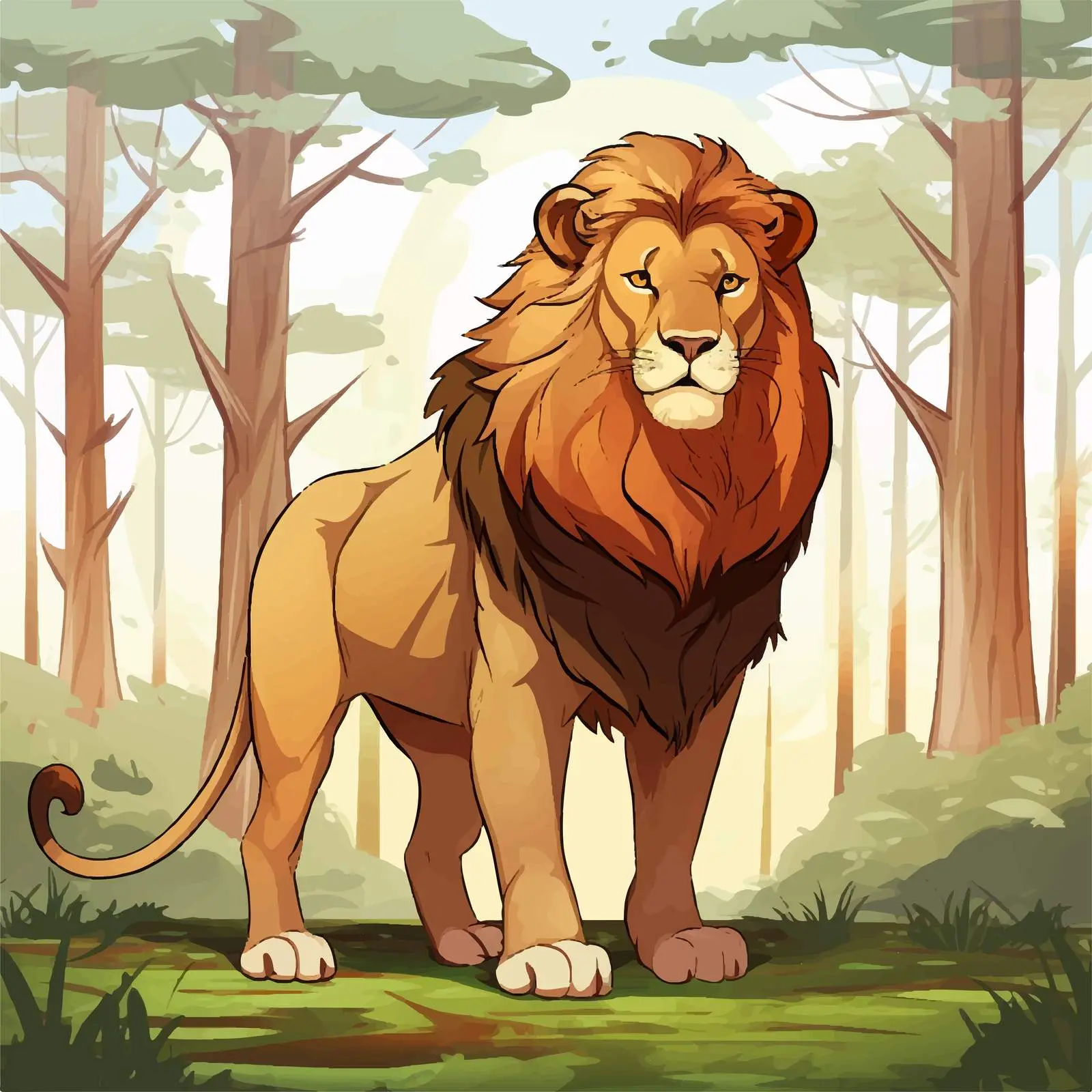 Majestic King Lion Illustration in Forest — free download from Dotvec