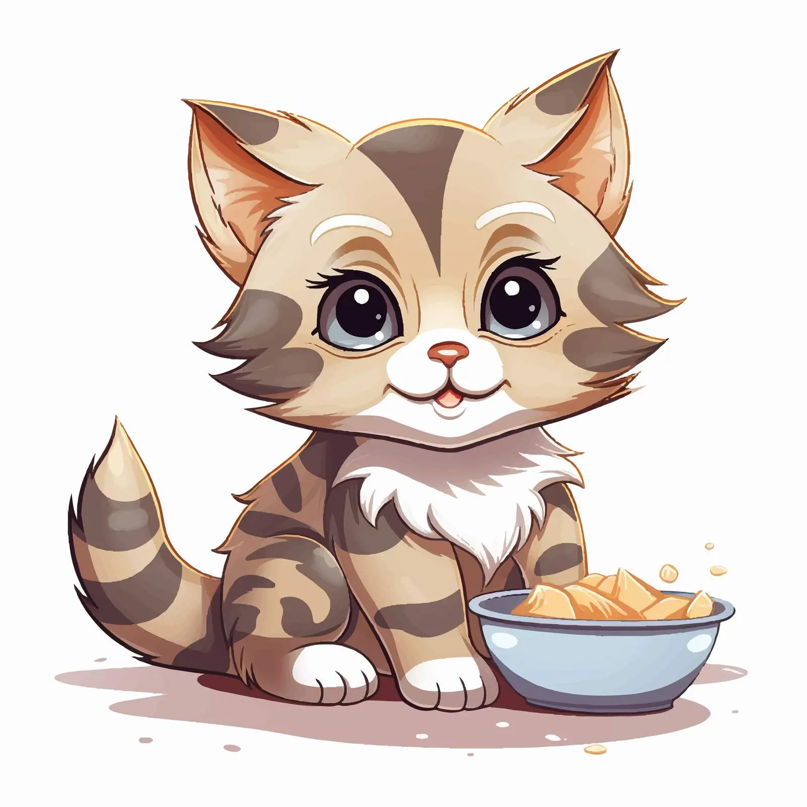Cute Kitten Ready to Eat Food Vector — free download from Dotvec