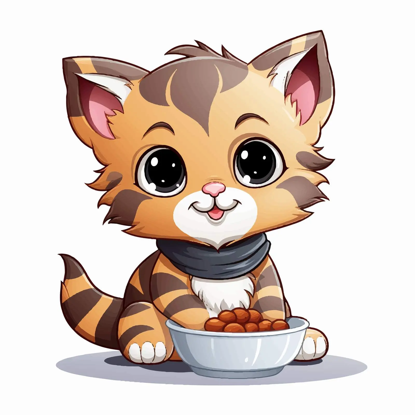 Adorable Kitten Preparing to Eat Vector Illustration — free download from Dotvec