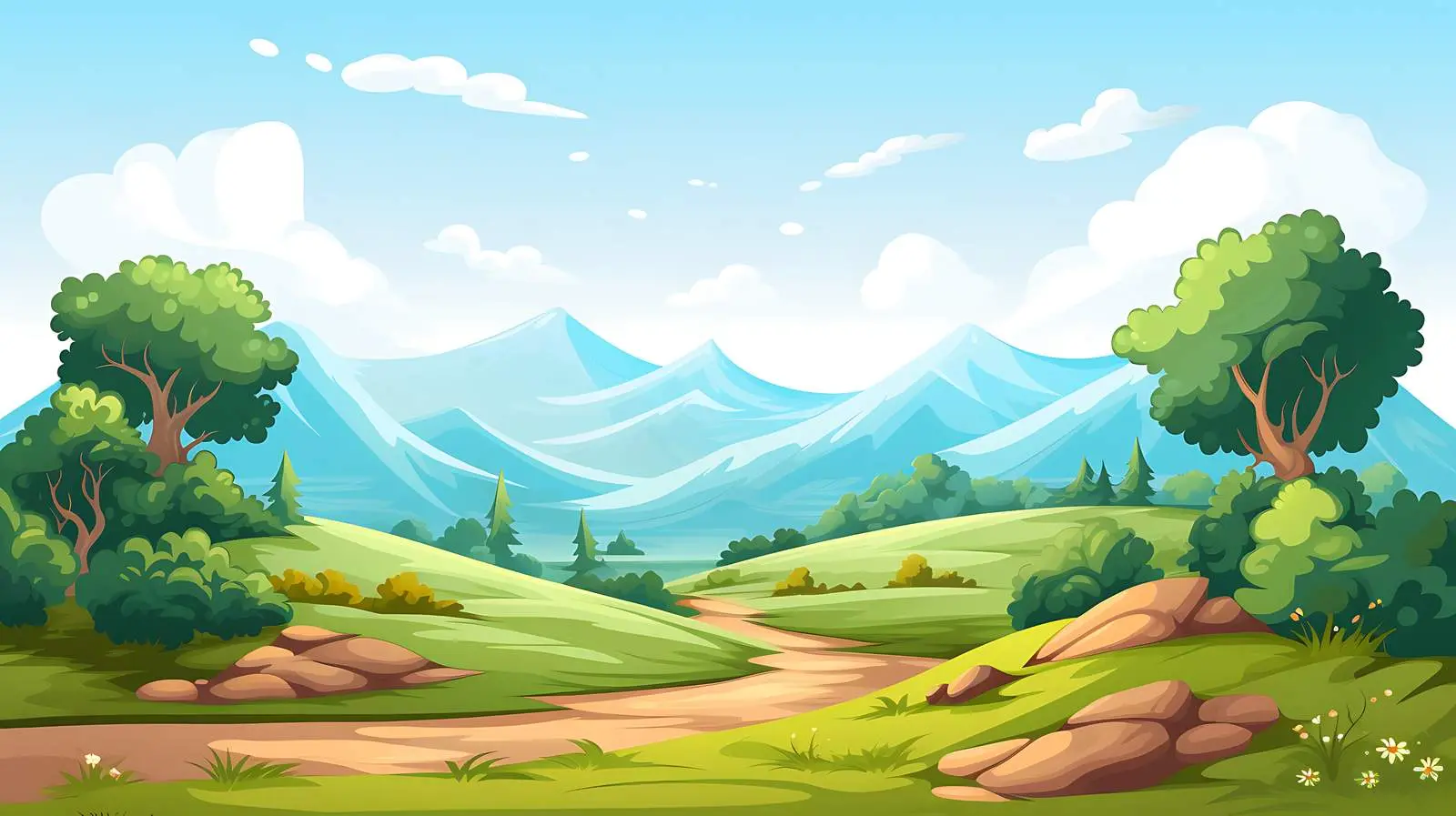 Serene Nature Landscape Illustration — free download from Dotvec
