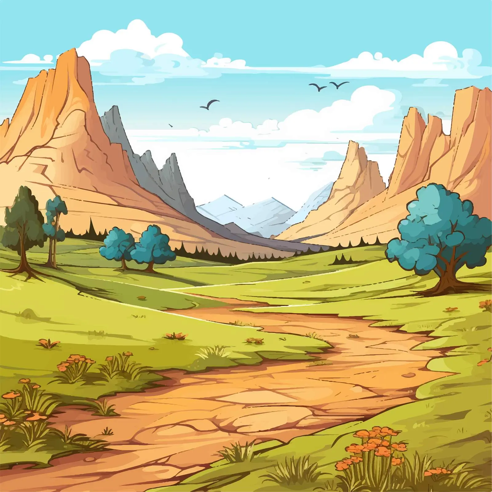 Beautiful Nature Landscape Vector Illustration — free download from Dotvec