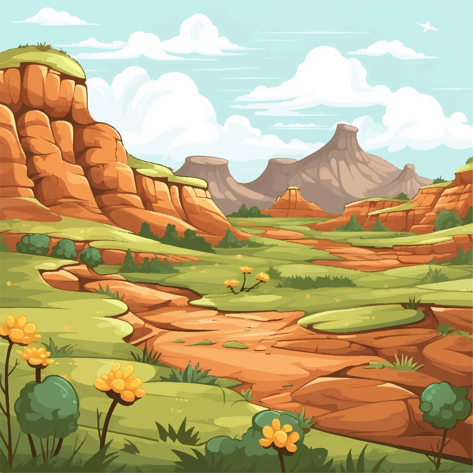 Beautiful Nature Landscape Vector Illustration — free download from Dotvec