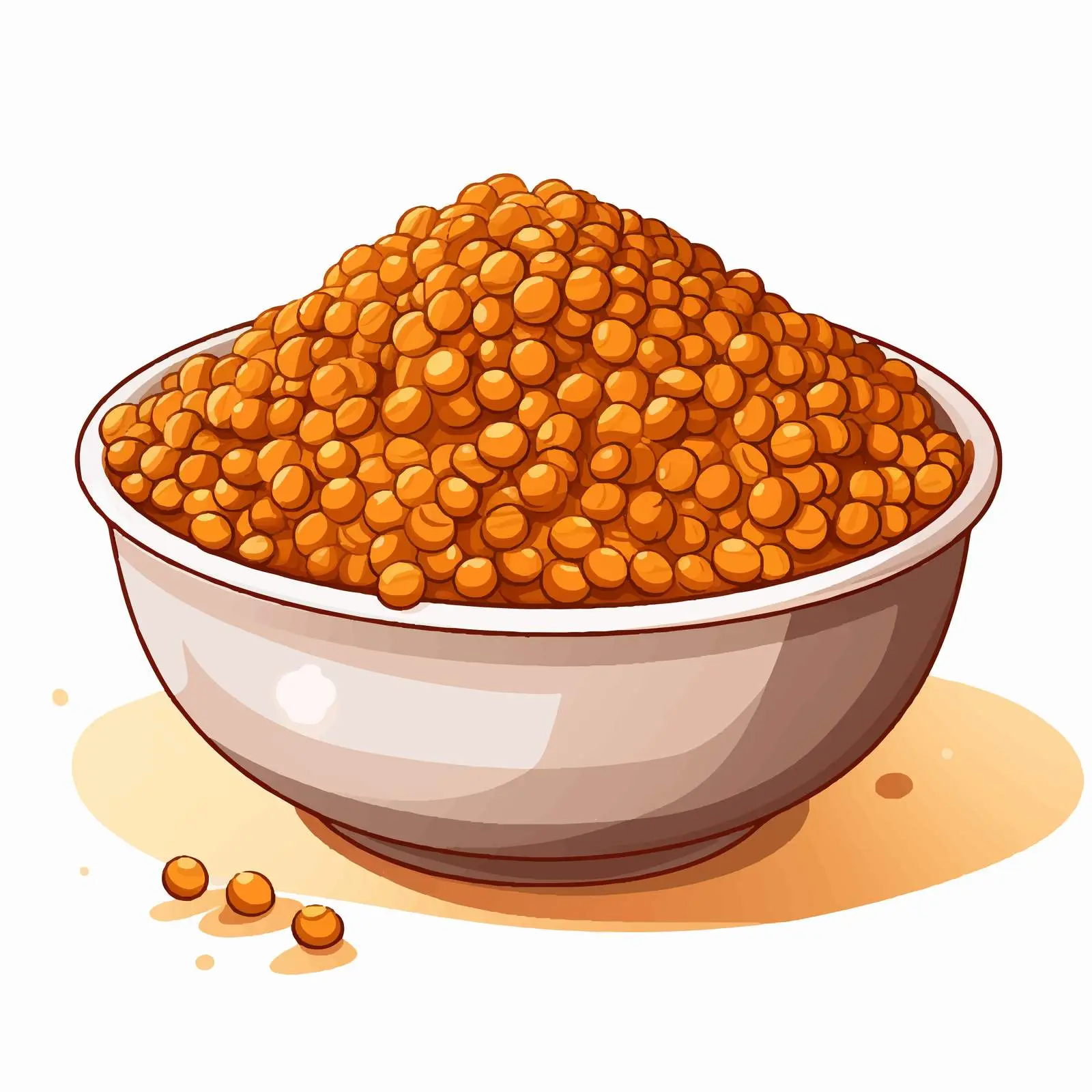 Lentils in Bowl on White Background Illustration — free download from Dotvec