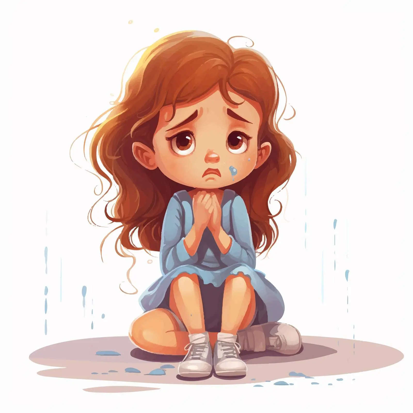 Little Girl Crying Illustration on White Background — free download from Dotvec