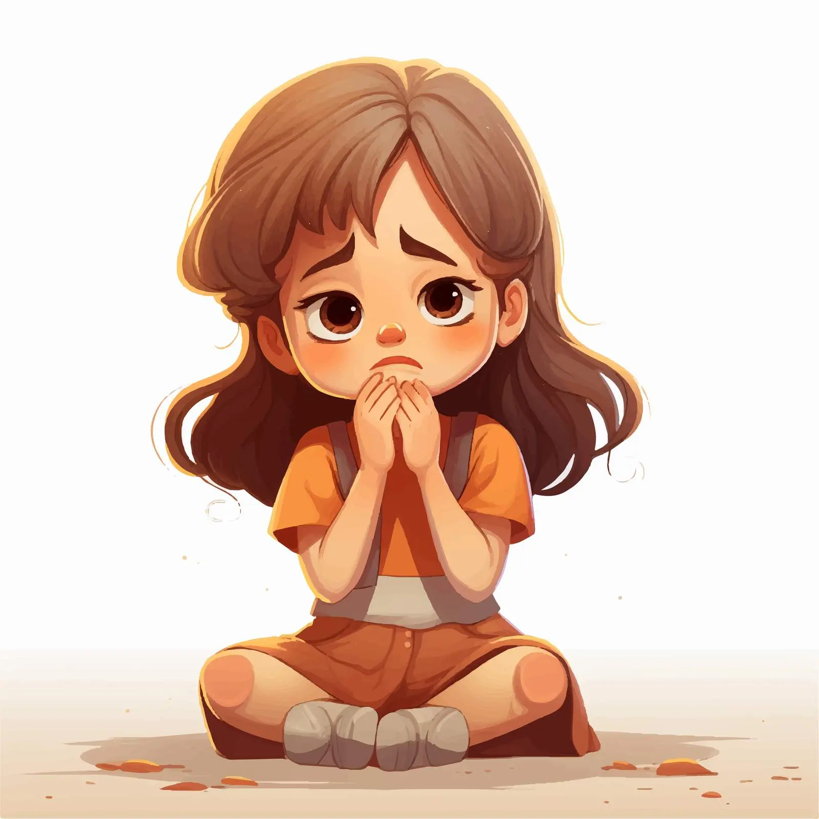 Little Girl Crying Illustration on White Background — free download from Dotvec