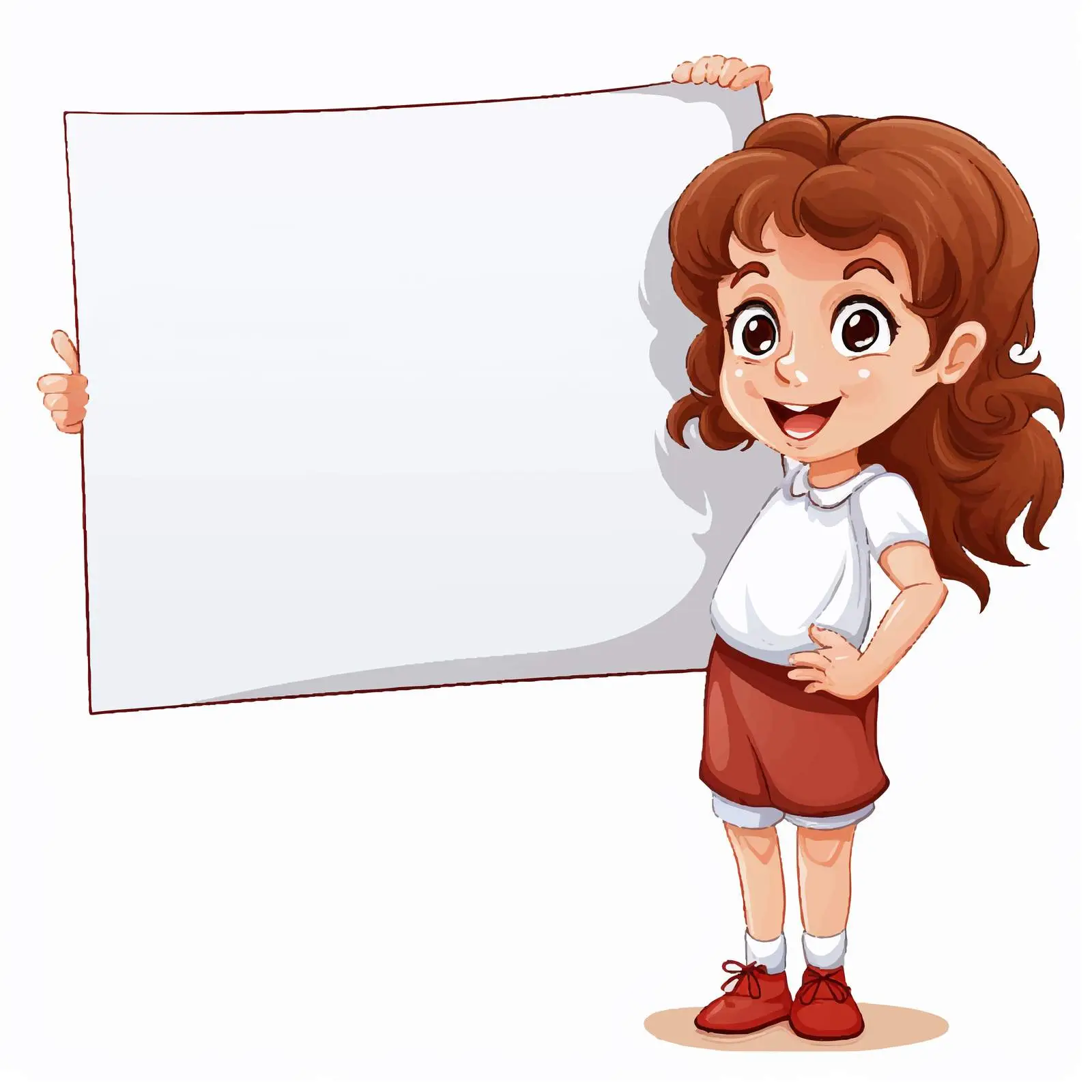 Little Girl with Blank Signboard Illustration — free download from Dotvec