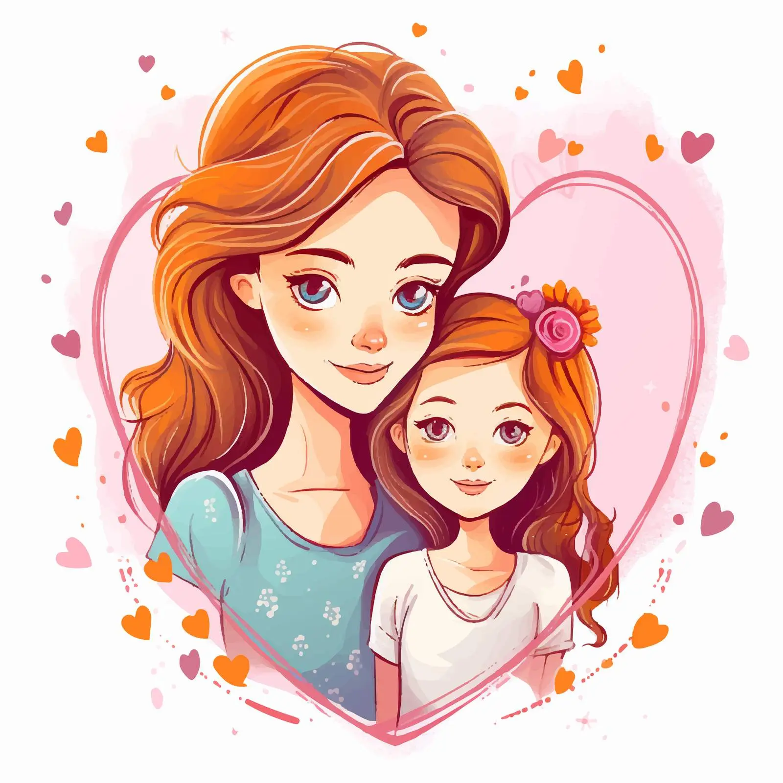 Mother-Daughter Love Illustration Vector — free download from Dotvec
