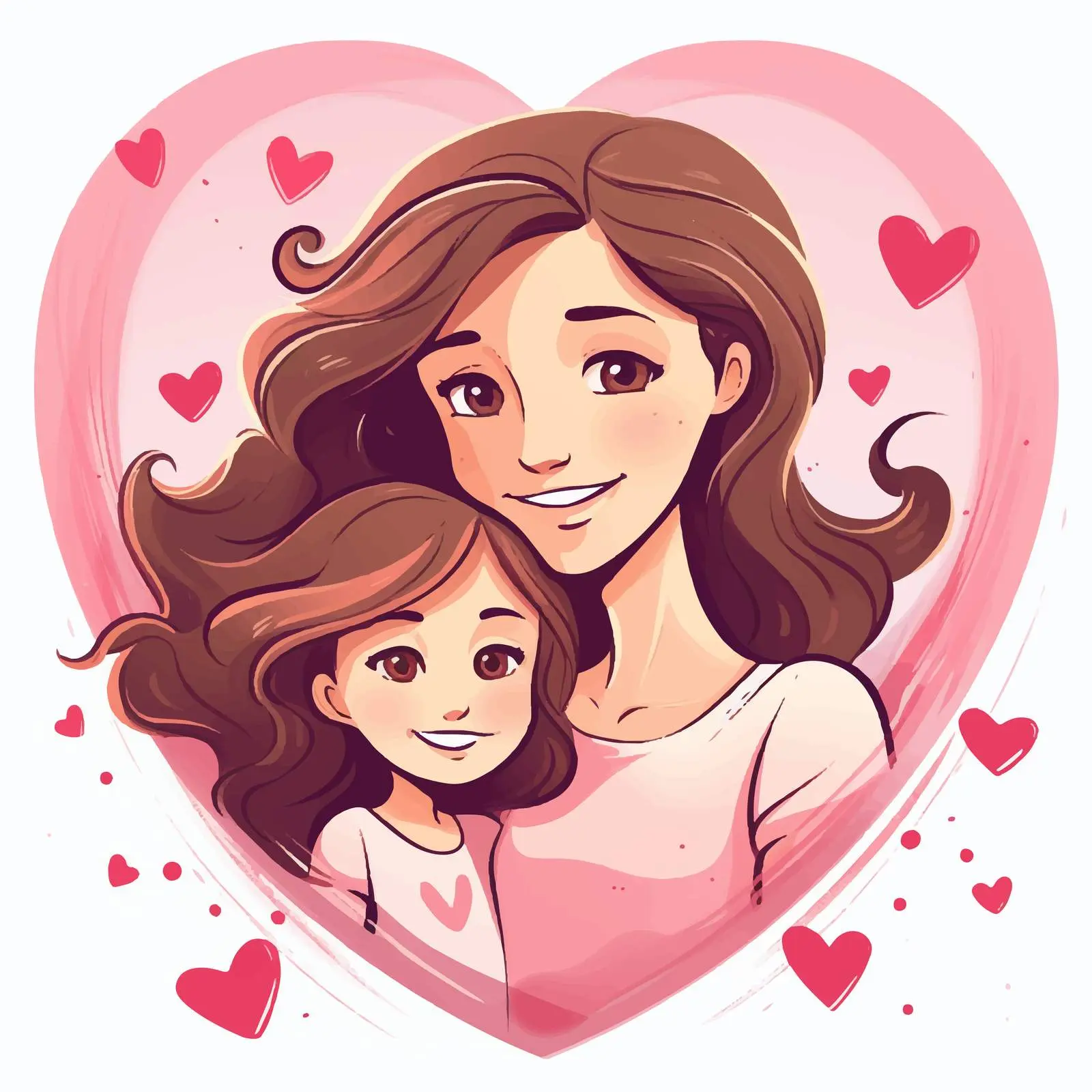 Mother and Daughter Love Vector Illustration — free download from Dotvec
