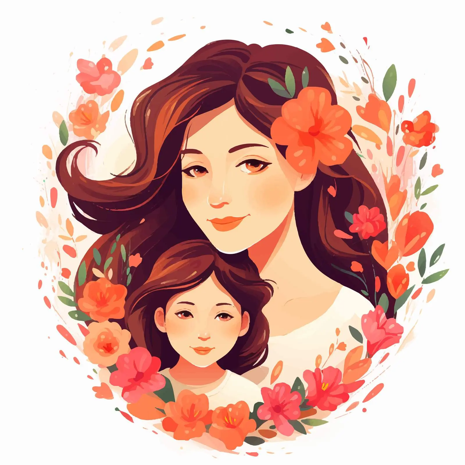 Mother-Daughter Love Illustration in Vector Format — free download from Dotvec