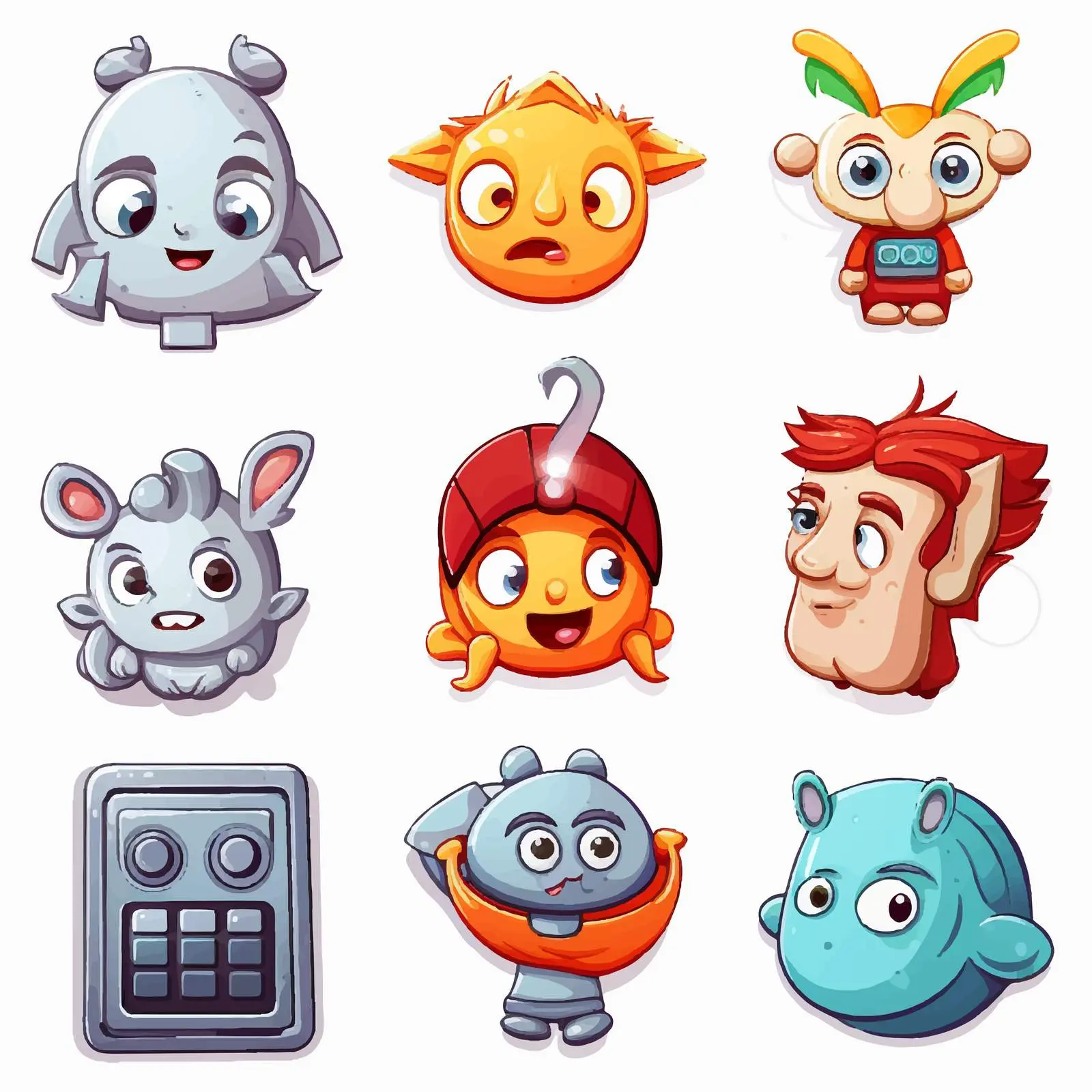 Colorful Cartoon Magnet Set Illustration – free artistic magnet image from Dotvec