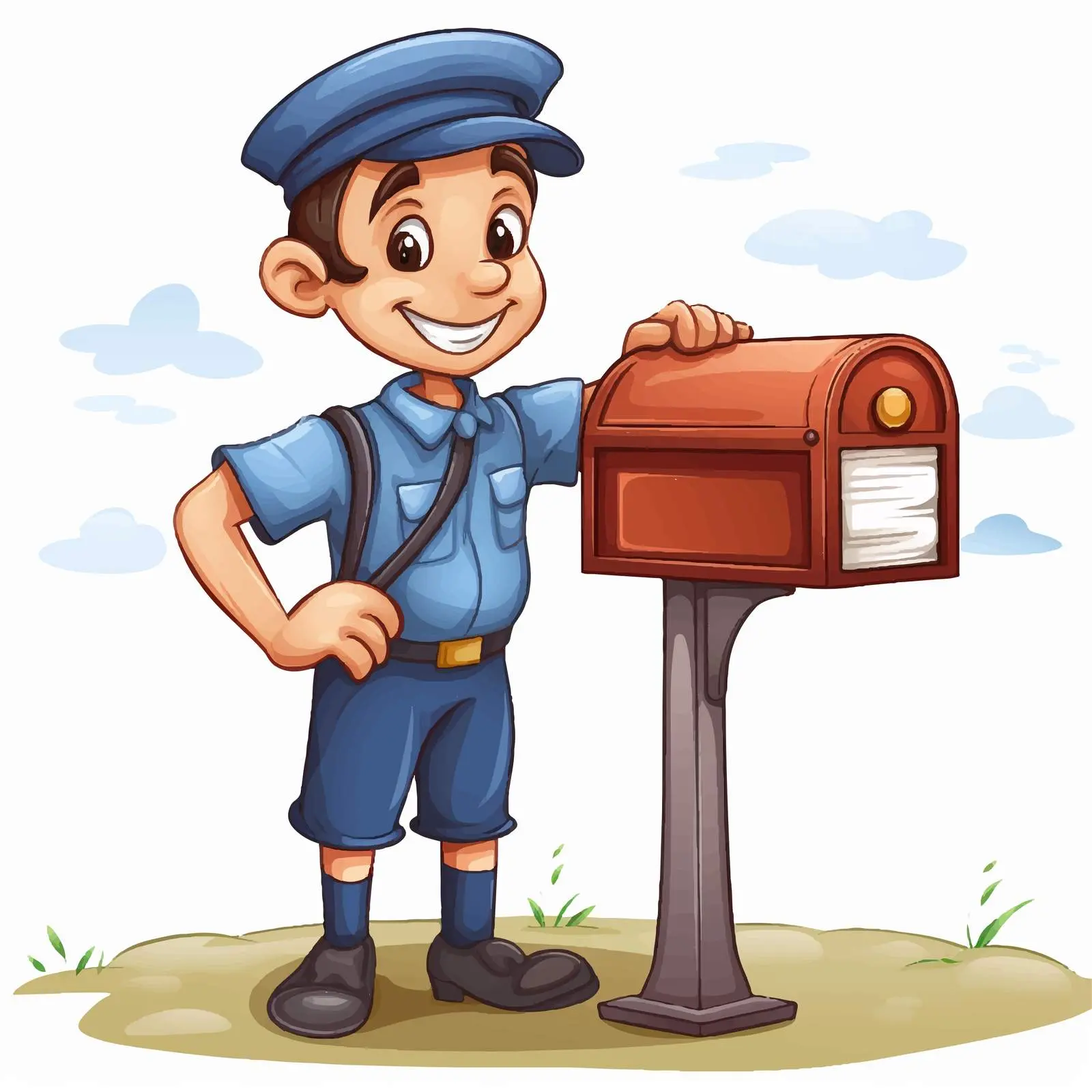 Mailboy Beside a Mailbox Vector Illustration — free download from Dotvec