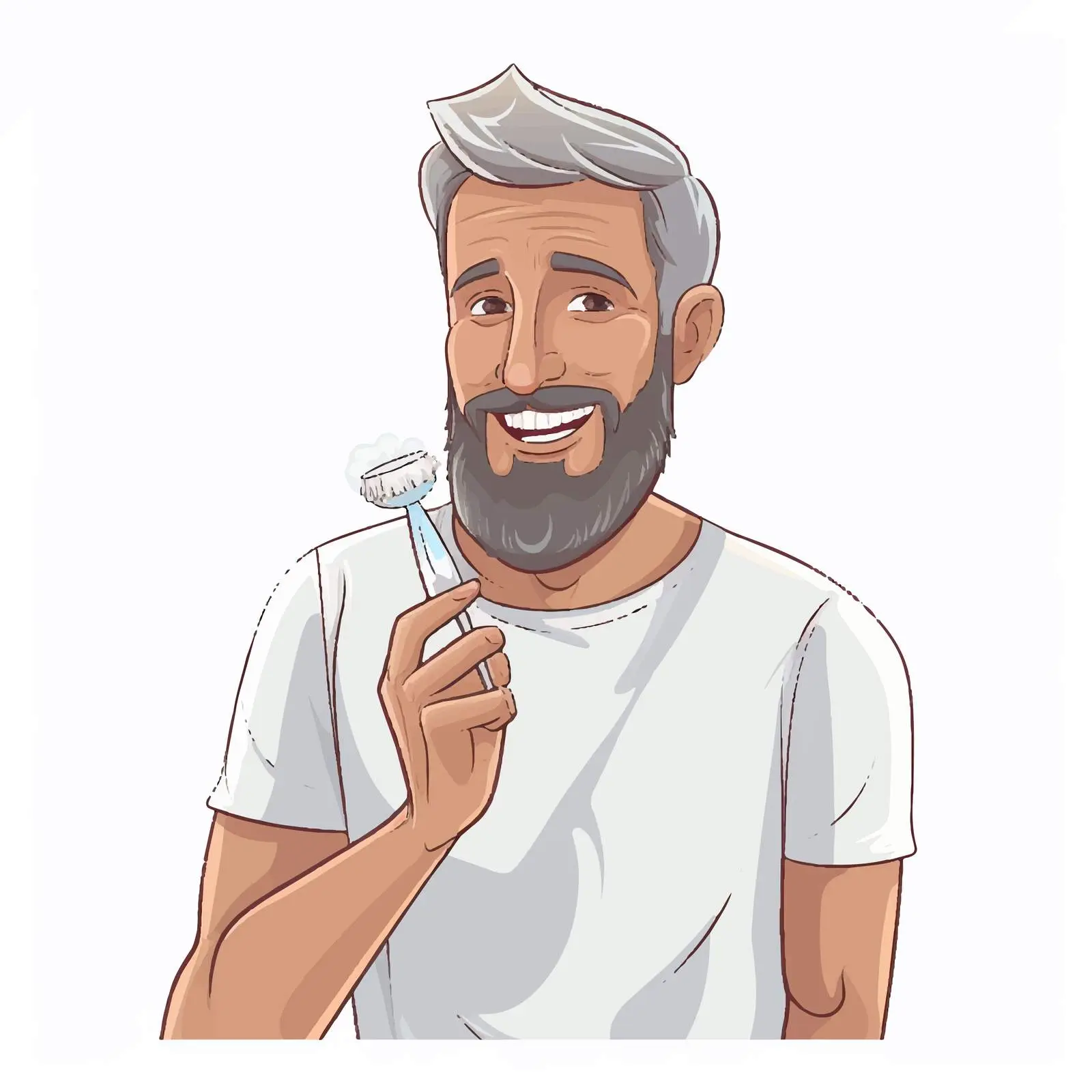 Man Brushing Teeth on White Background — free download from Dotvec
