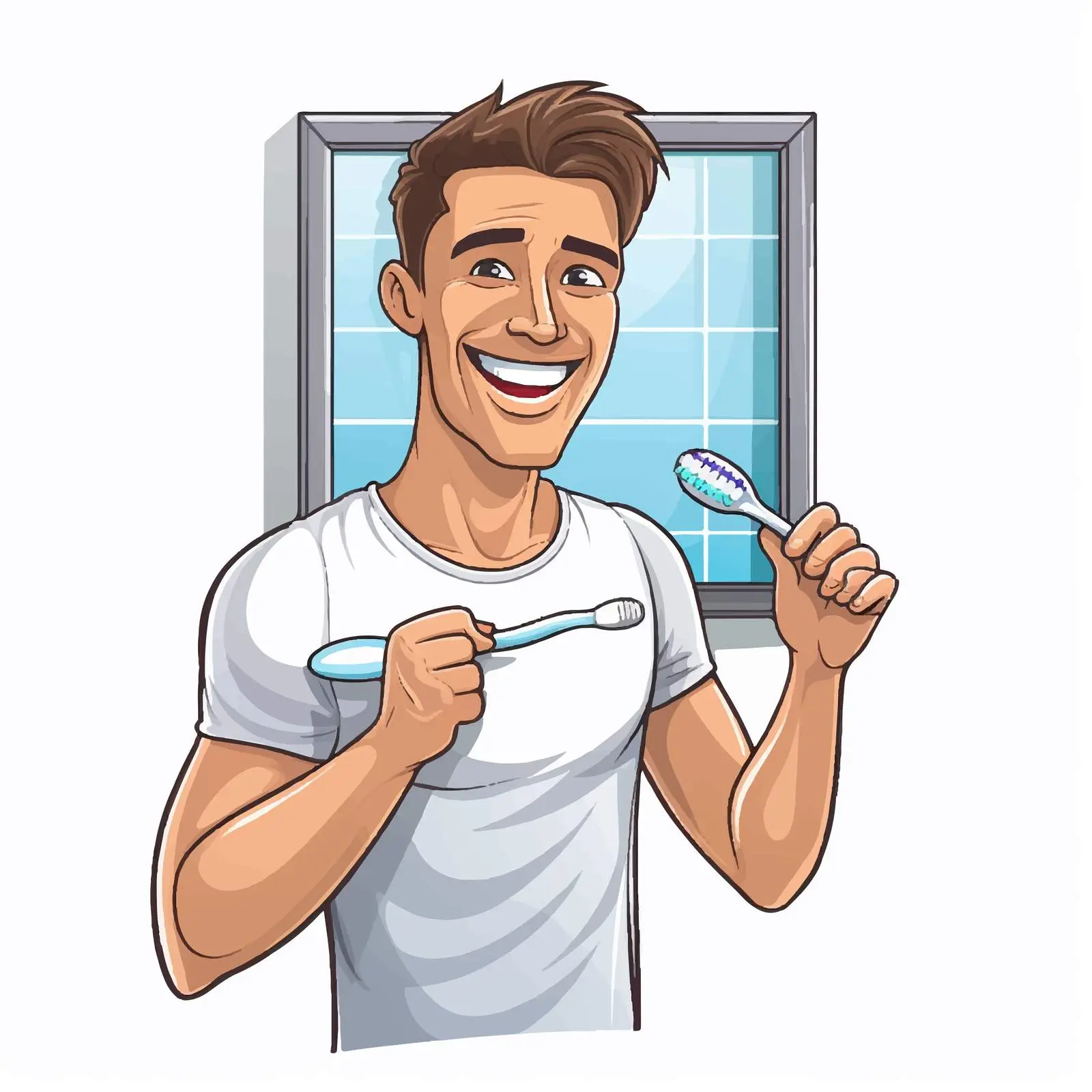 Man Brushing Teeth on White Background — free download from Dotvec