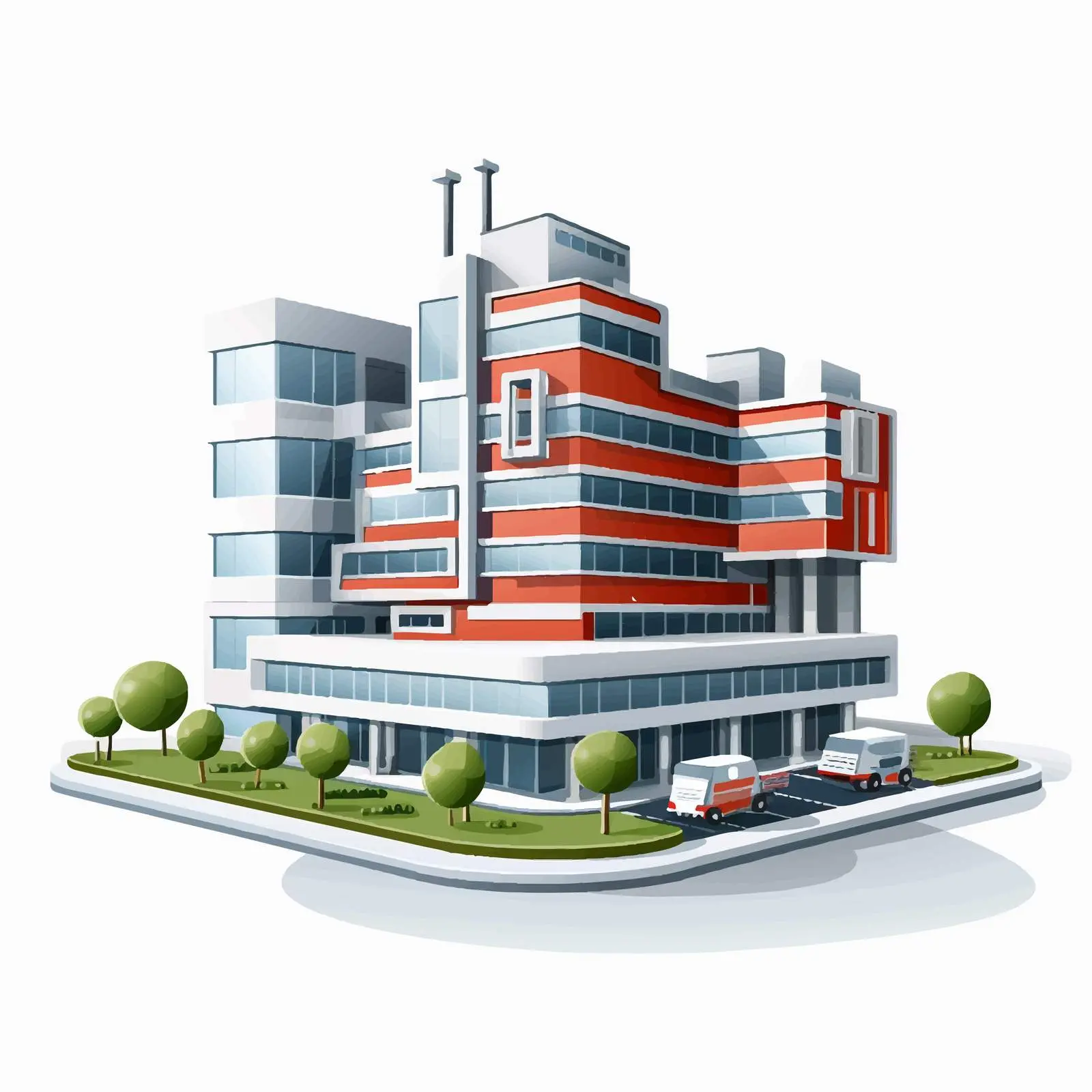 Modern Hospital Cartoon Illustration Vector Art — free download from Dotvec