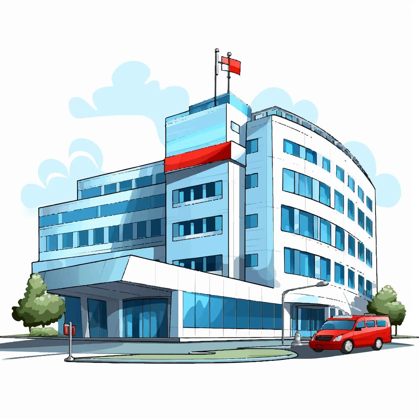 Modern Hospital Vector Illustration – free healthcare environment image from Dotvec