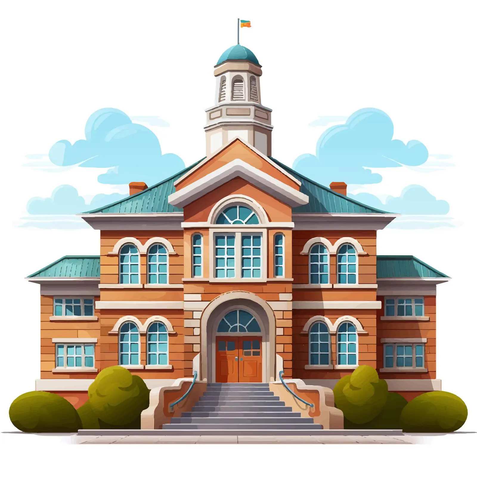 Modern School Illustration in Cartoon Style – free school environment image from Dotvec
