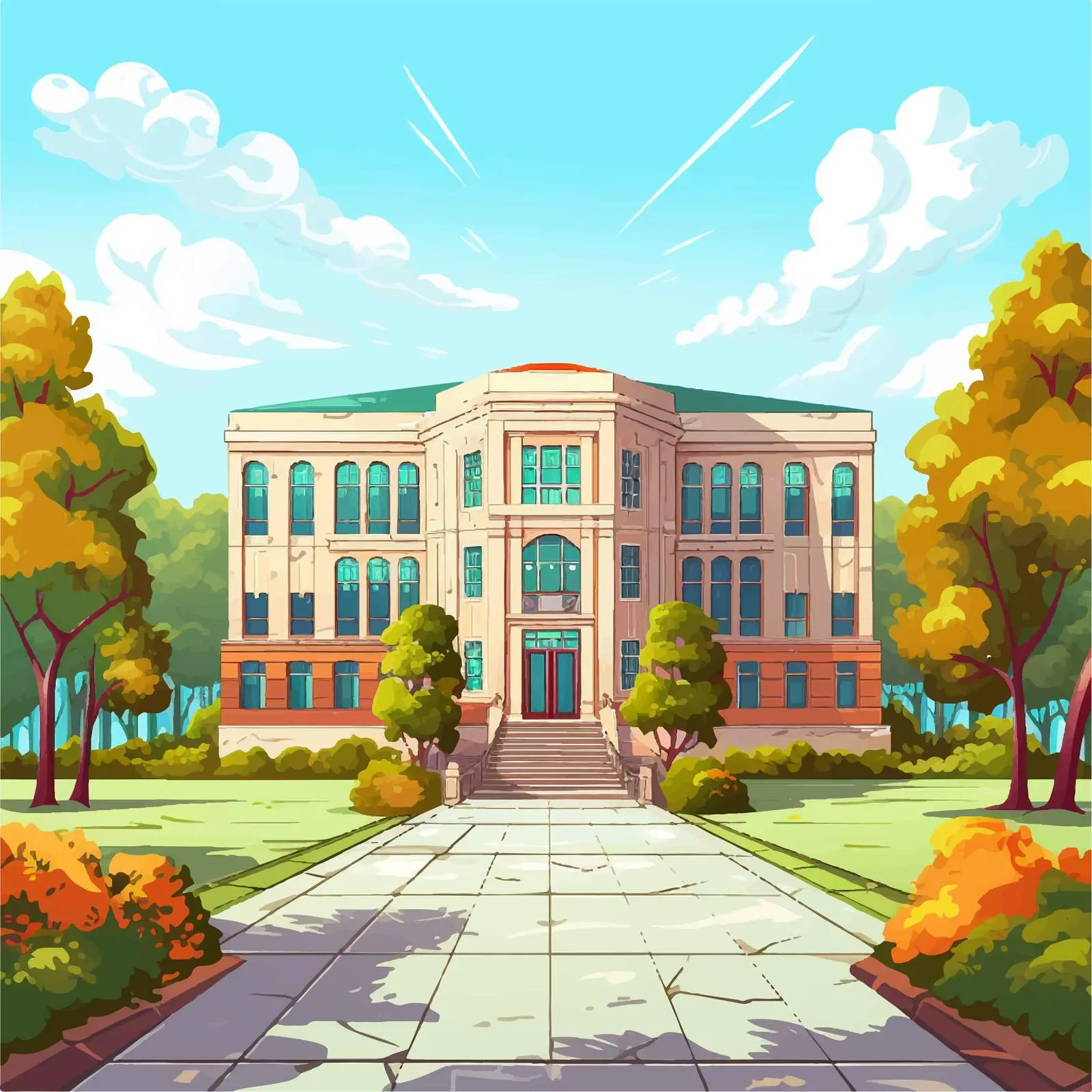 Modern School Vector Illustration – free school environment image from Dotvec