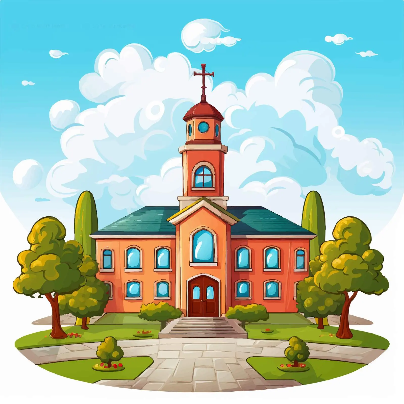 Modern School Cartoon Vector Illustration — free download from Dotvec