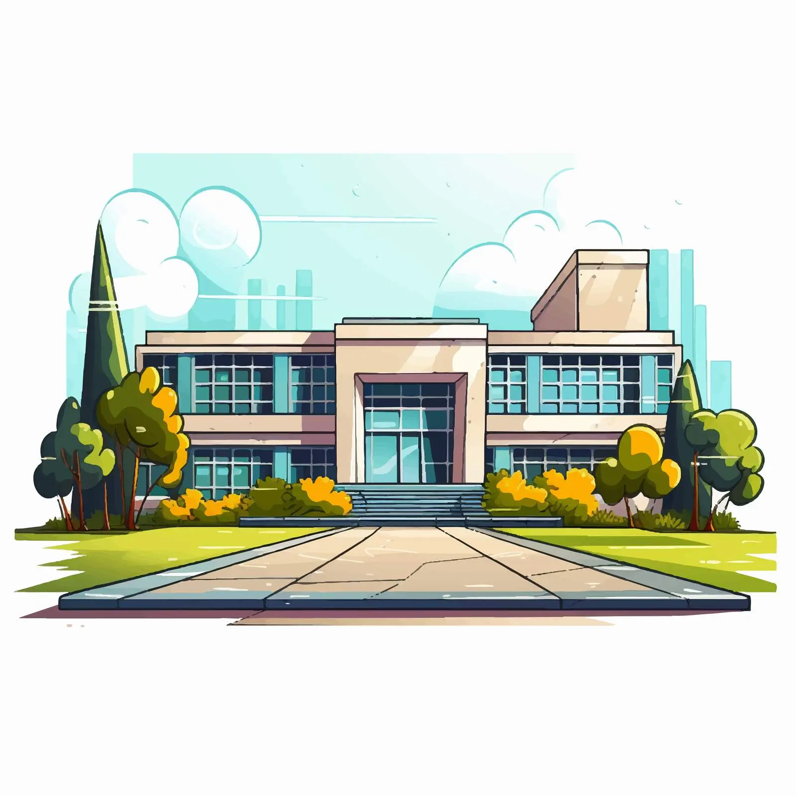 Modern School Illustration Vector Art — free download from Dotvec