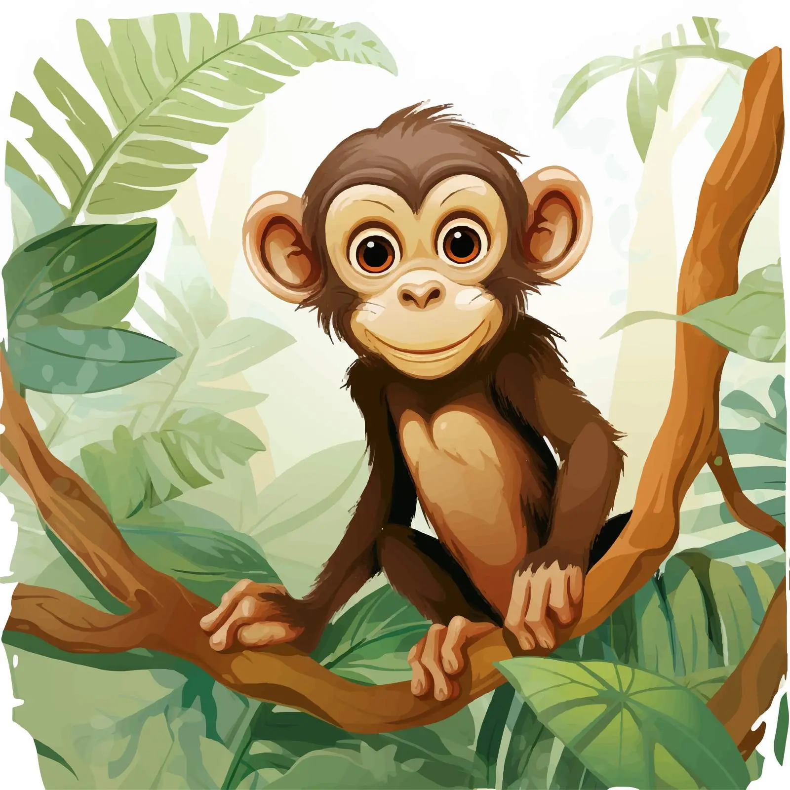Cartoon Monkey in Jungle Vector Illustration — free download from Dotvec