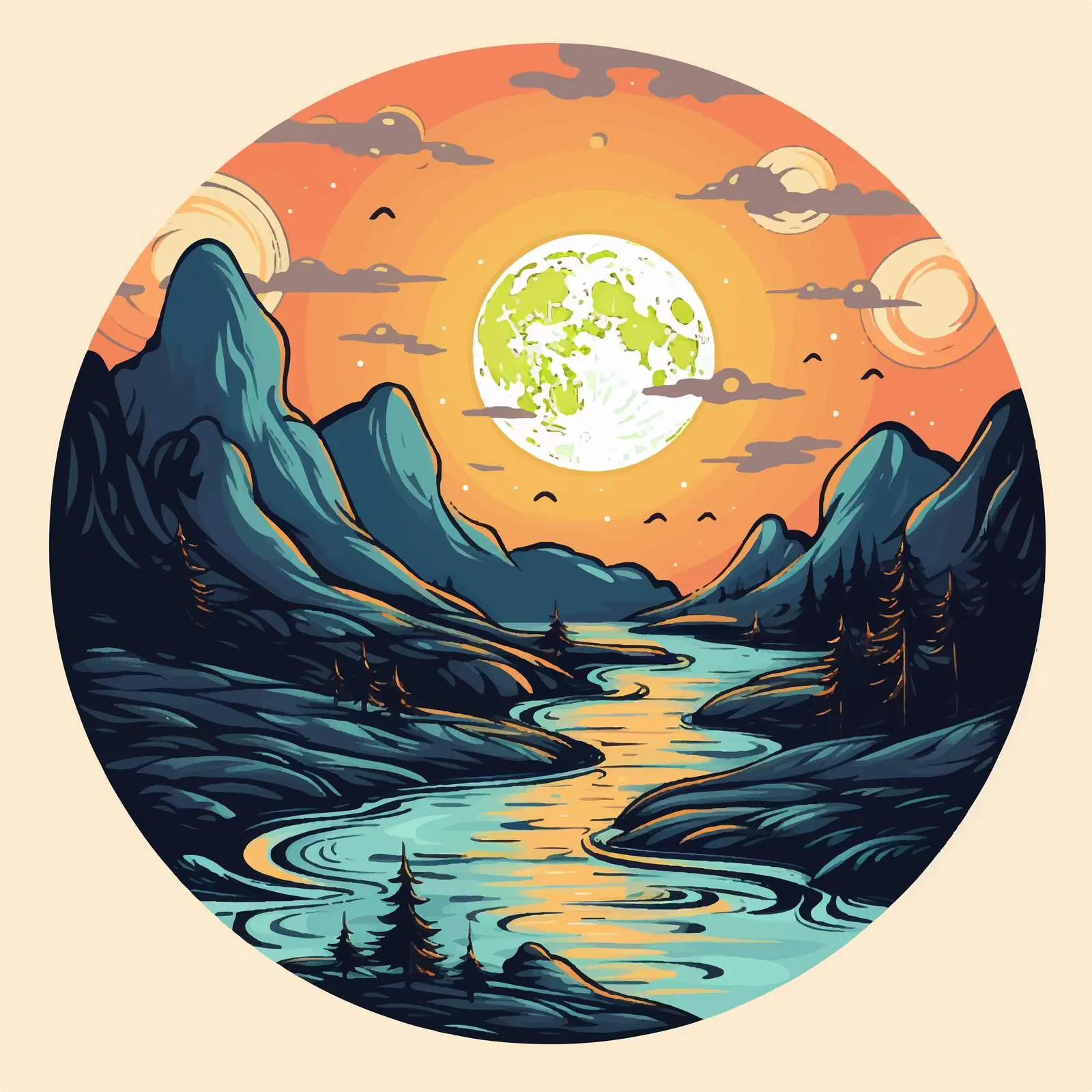 Cartoon Vector of a Setting Moon Illustration — free download from Dotvec