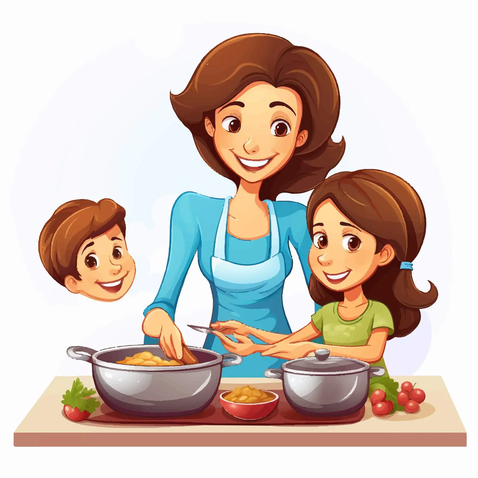 Mother and Daughter Cooking Together Illustration — free download from Dotvec