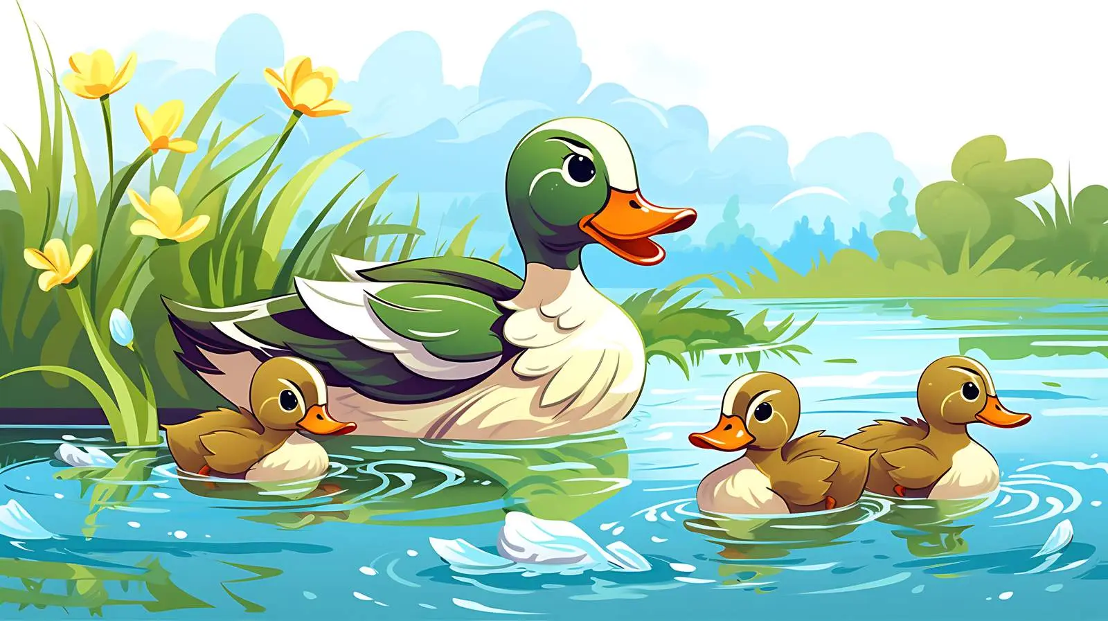 Duck Family Nature Scene — free download from Dotvec
